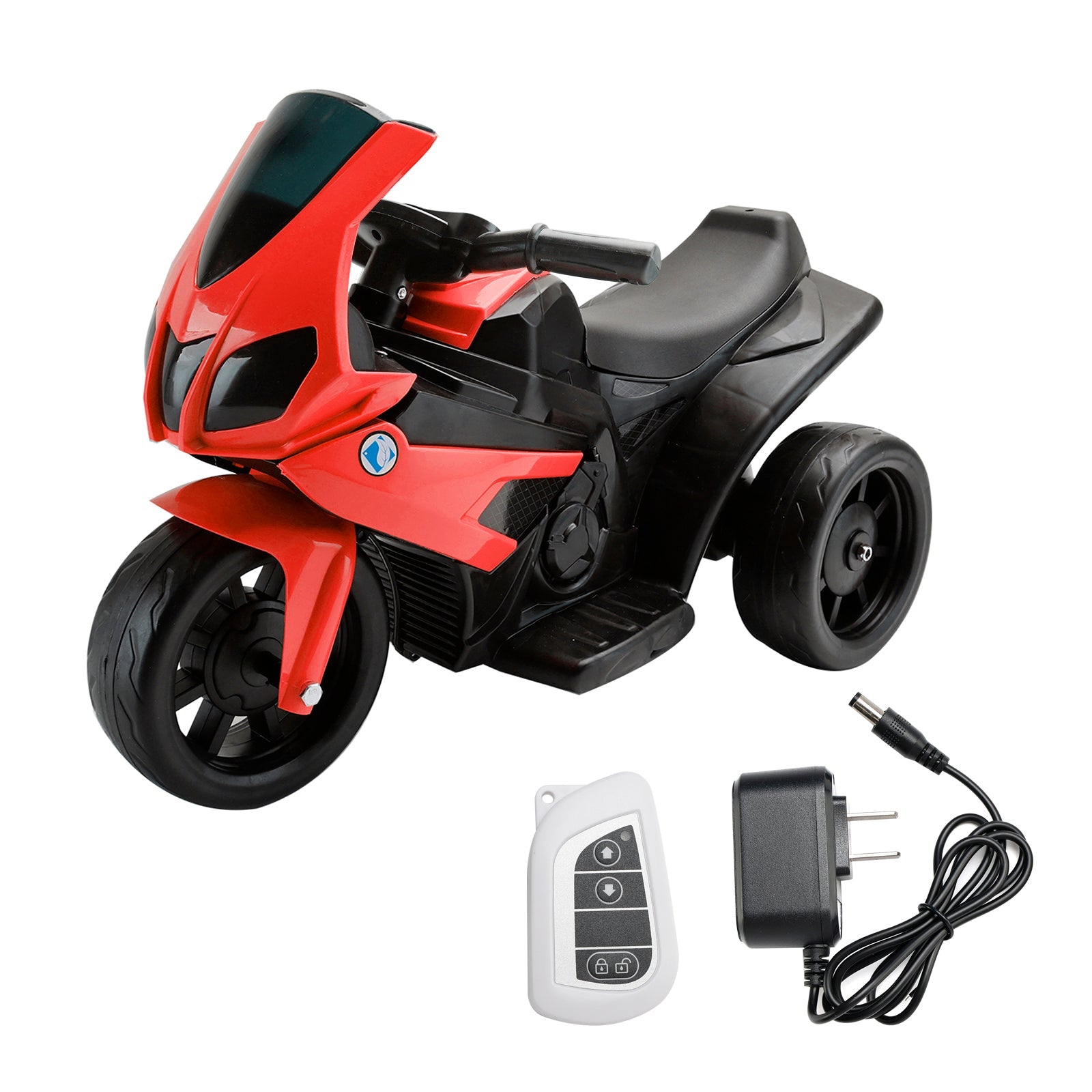 3Wheel 6V Kid Ride On Motorcycle Electric Toy With Remote Control LED Light Red