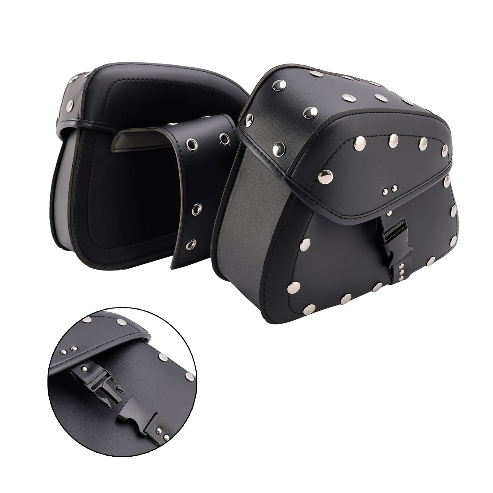 Universal Saddlebag Side Storage Tail Bag Pu Luggage Black 22L For Motorcycle