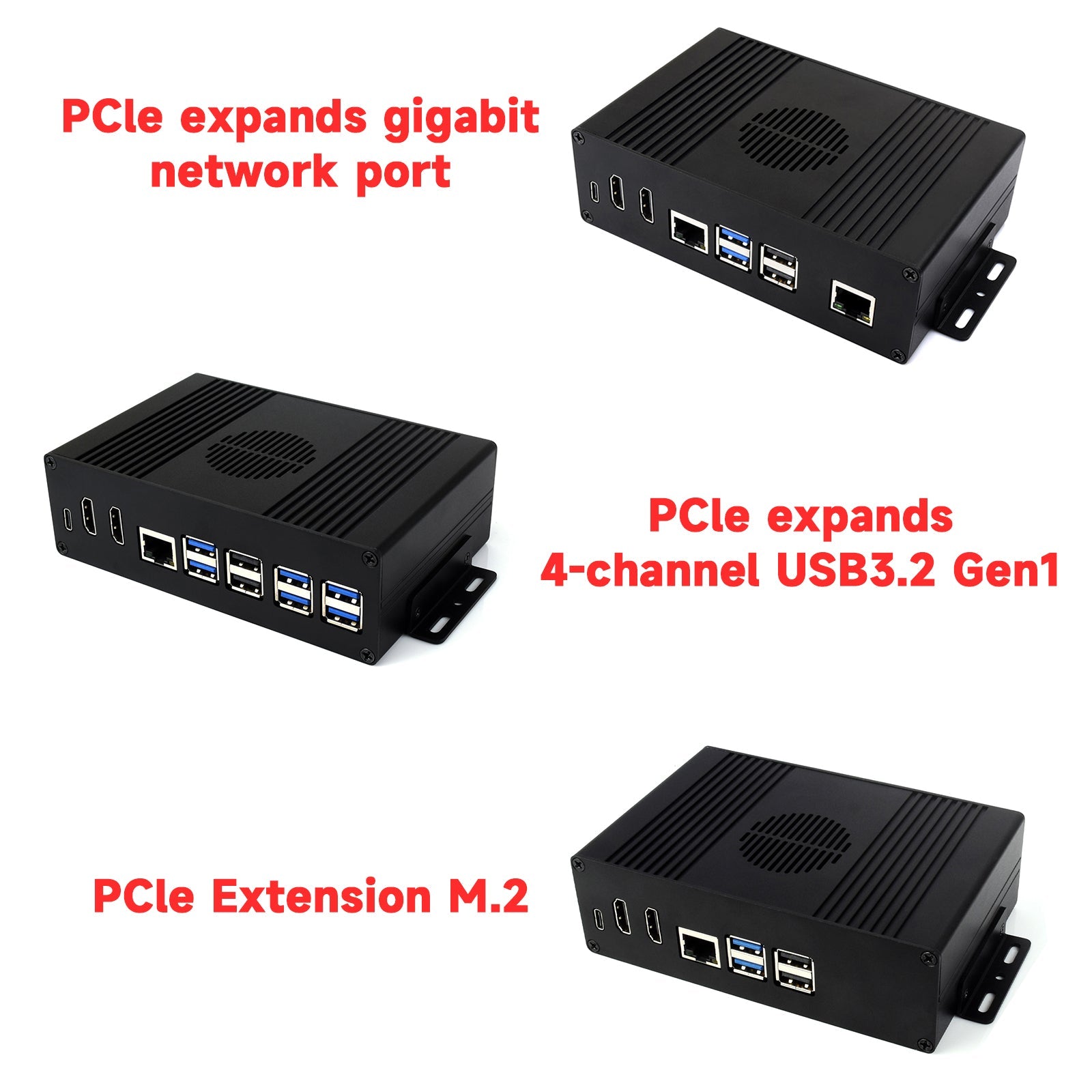 Raspberry Pi 5 Multi-Function Extension All-in-One PCIE Dual HDMI Dual 4K Output