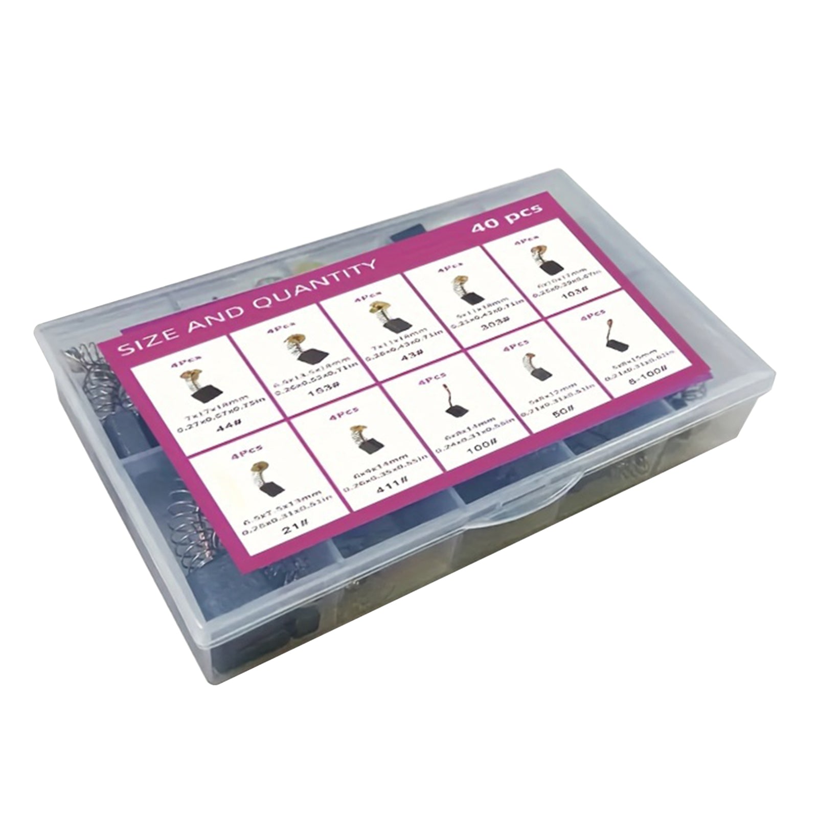 40Pcs Electric Motor Carbon Brushes 10 Sizes Replacement Repair Power Tool Part