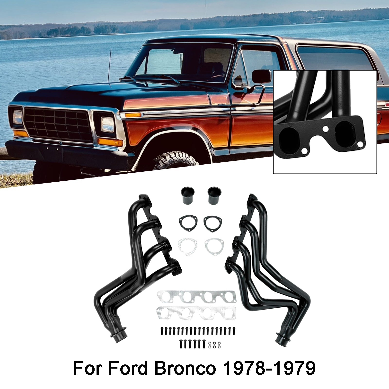 Exhaust Header Manifold Fit Ford Bronco 1978-1979 Ford F-150 1977-1979 6.6L