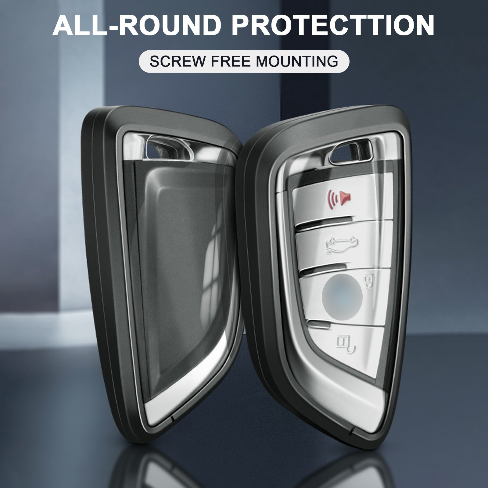 Aluminum Alloy TPU Black Car Key Case Cover With Buckle For BMW x3 x1 x5