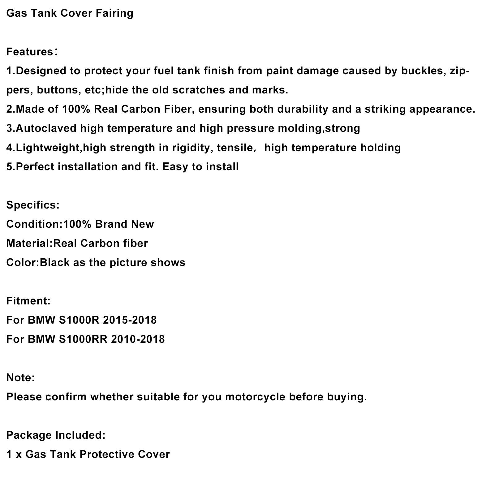 2015-2018 BMW S1000RR 10-18 S1000R Real Carbon Fiber Tank Cover Fairing