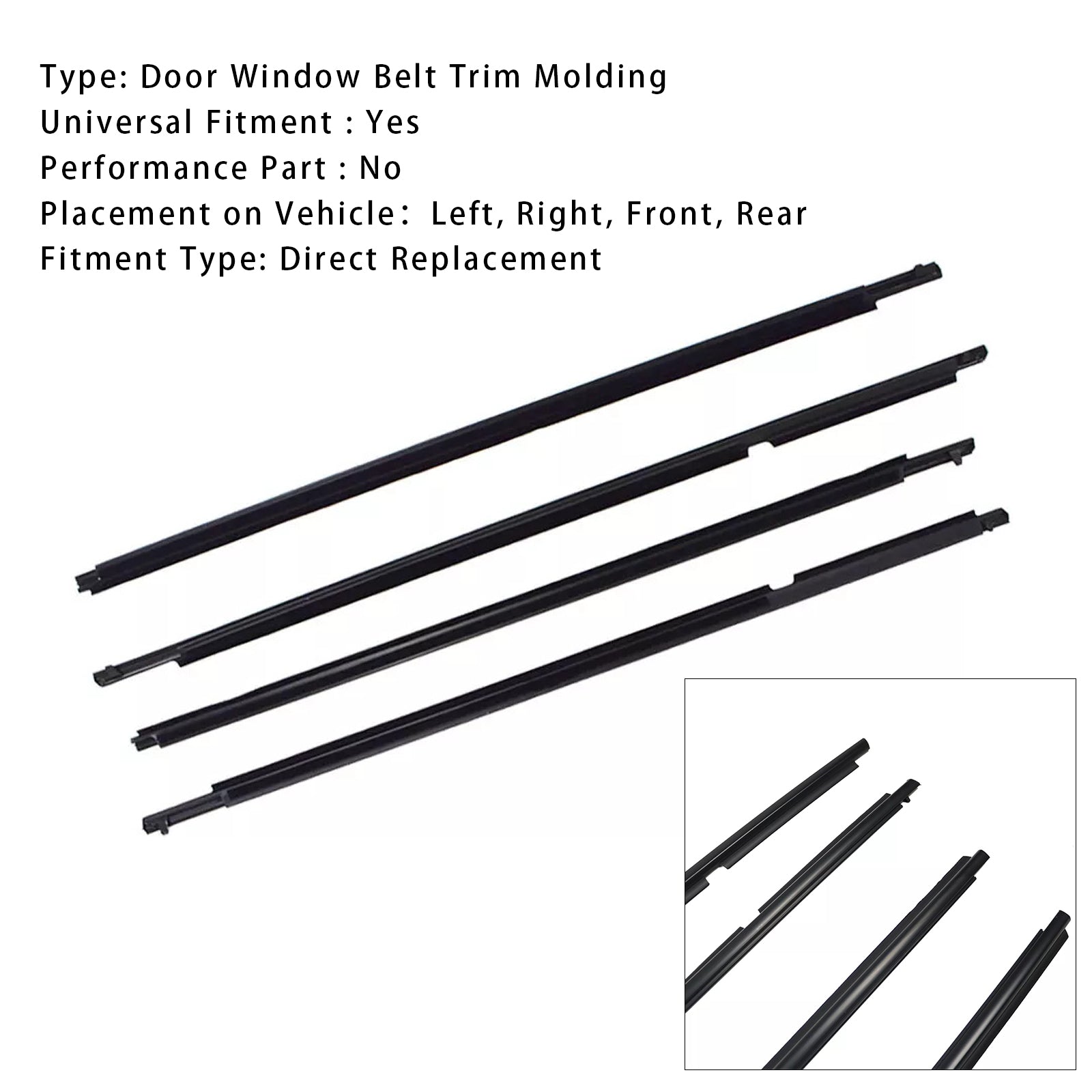 2008-2010 Toyota Highlander 4Pcs Weatherstrip Window Moulding Trim Seal Belt