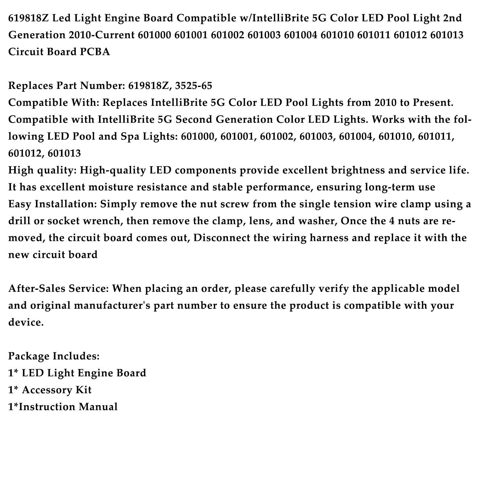 619818Z LED Light Engine Board Kit for IntelliBrite 5G Color LED Pool Light PCBA