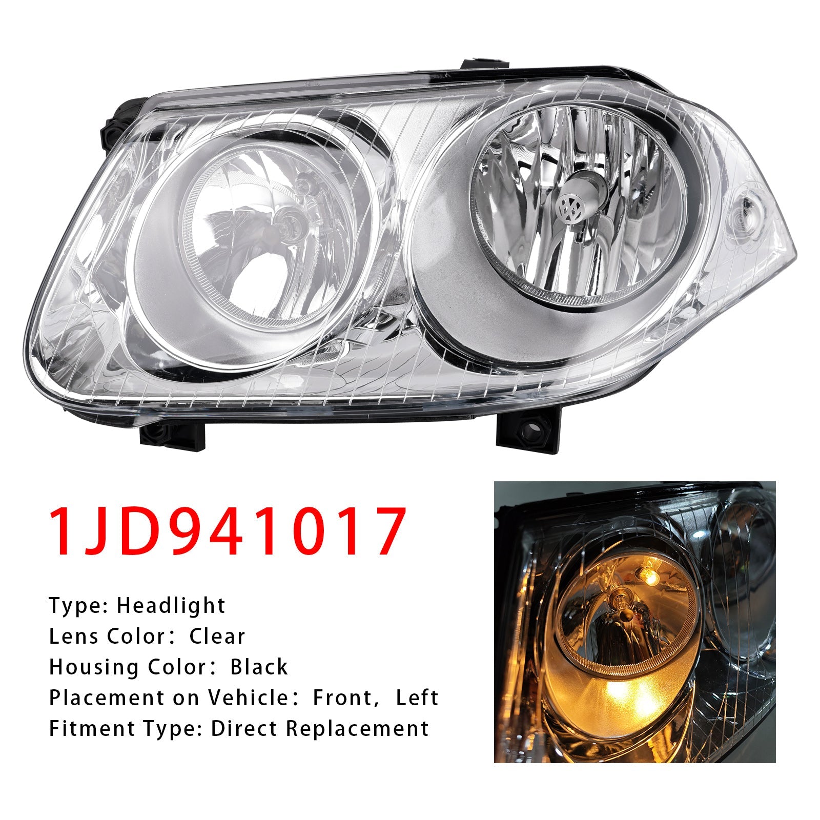 2006-2011 VW Bora GLI Left Headlight Lamp 1JD941017