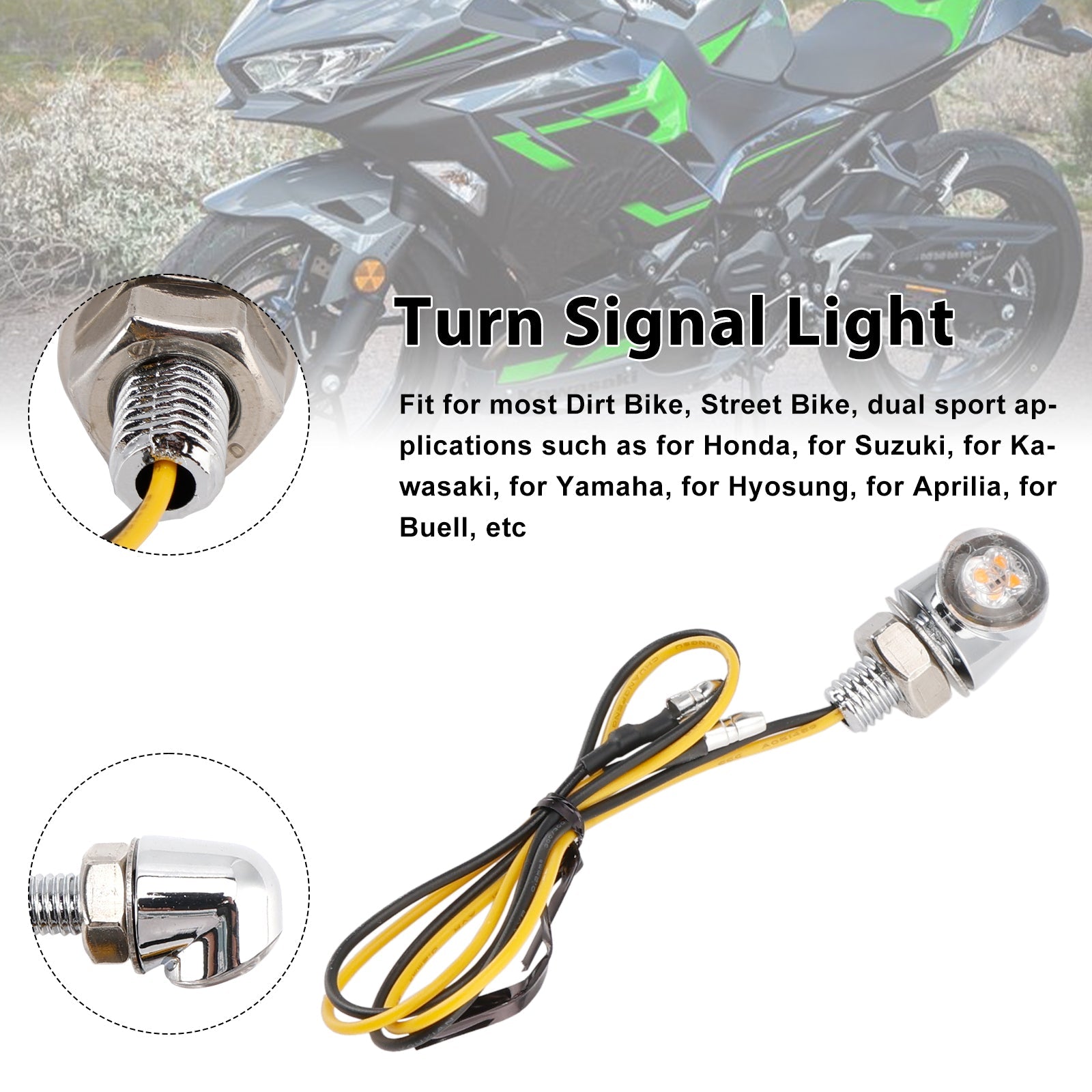 12V LED Turn Signal Indicator Light 8mm Universal Motorcycle For Honda