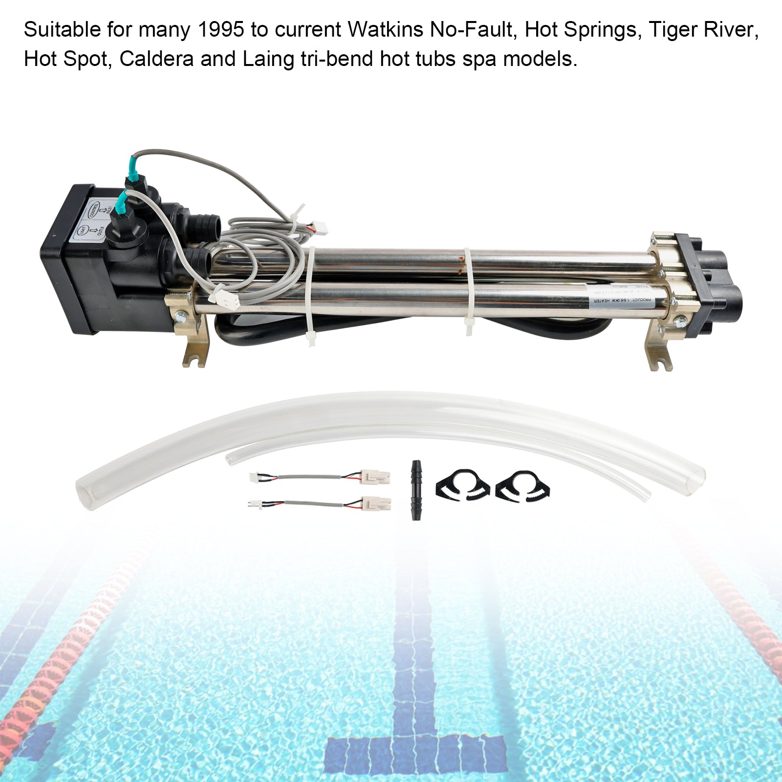 4KW Titanium No-Fault Spa Heater Assembly, Compatible with Watkins Hot Spring, Caldera & Tiger River, Replaces 73791/73039