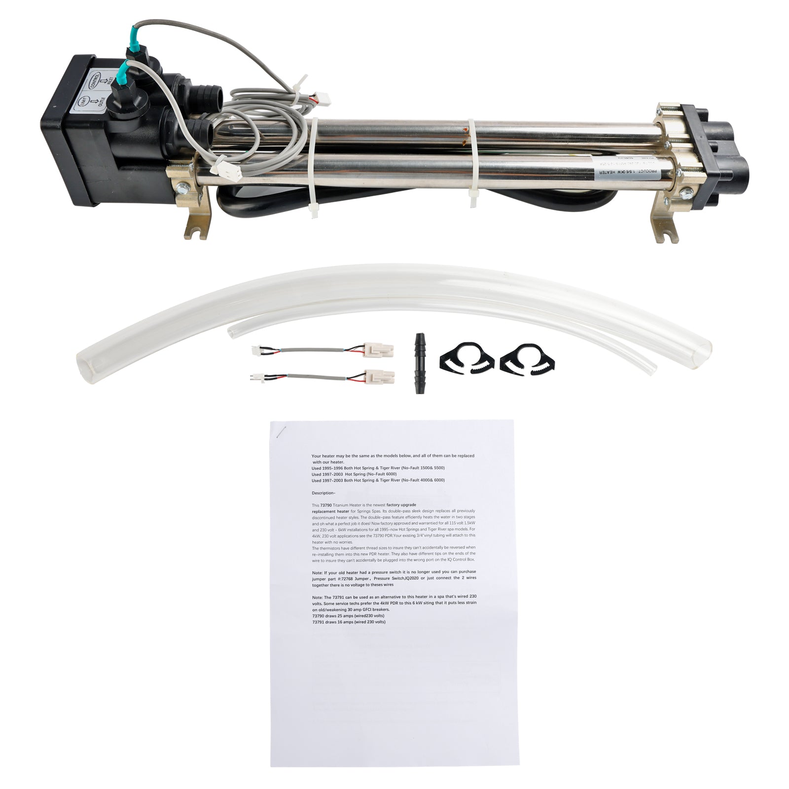 4KW Titanium No-Fault Spa Heater Assembly, Compatible with Watkins Hot Spring, Caldera & Tiger River, Replaces 73791/73039