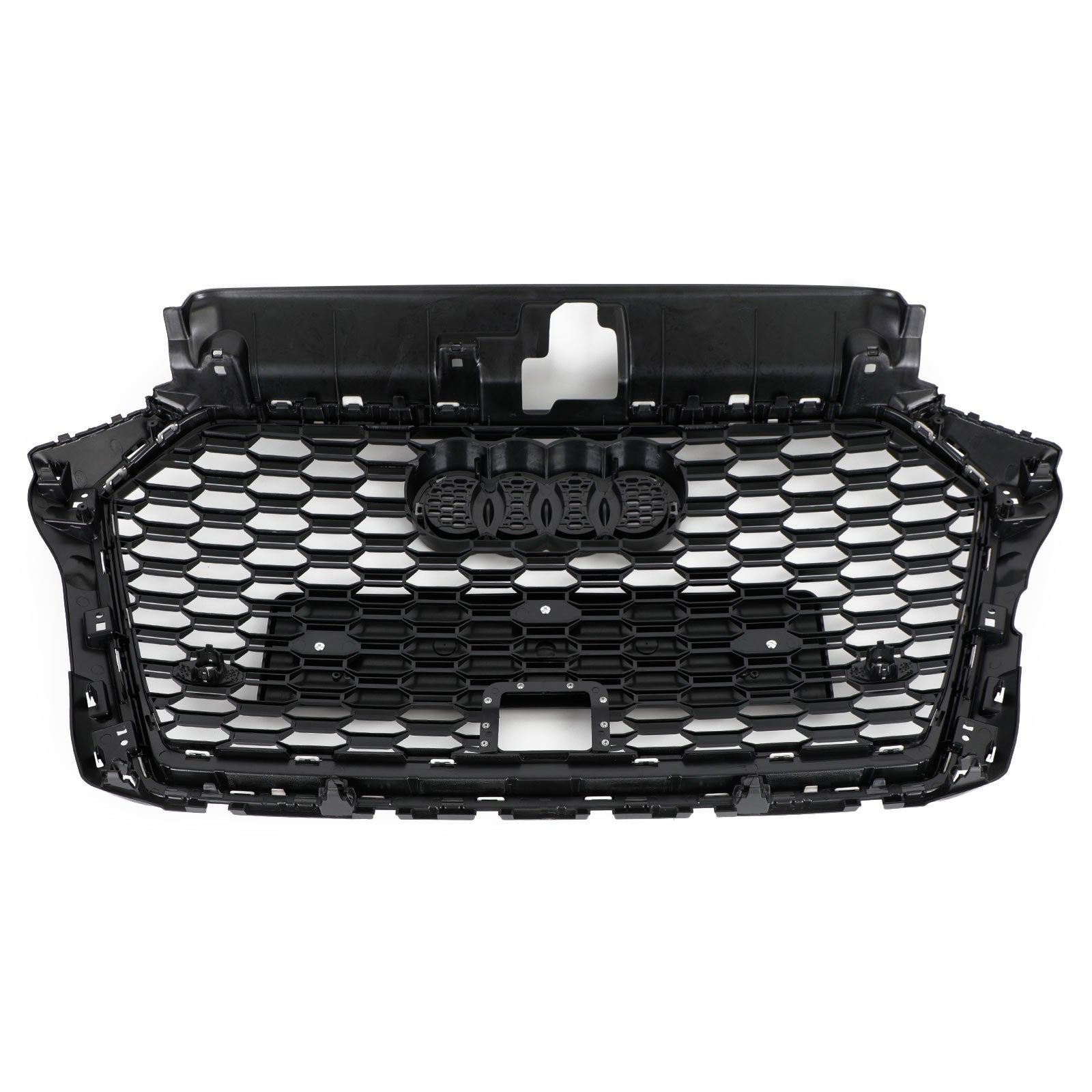 17-19 Audi A3 S3 Honeycomb Front Grille RS3 Style With ACC Gloss Black Generic
