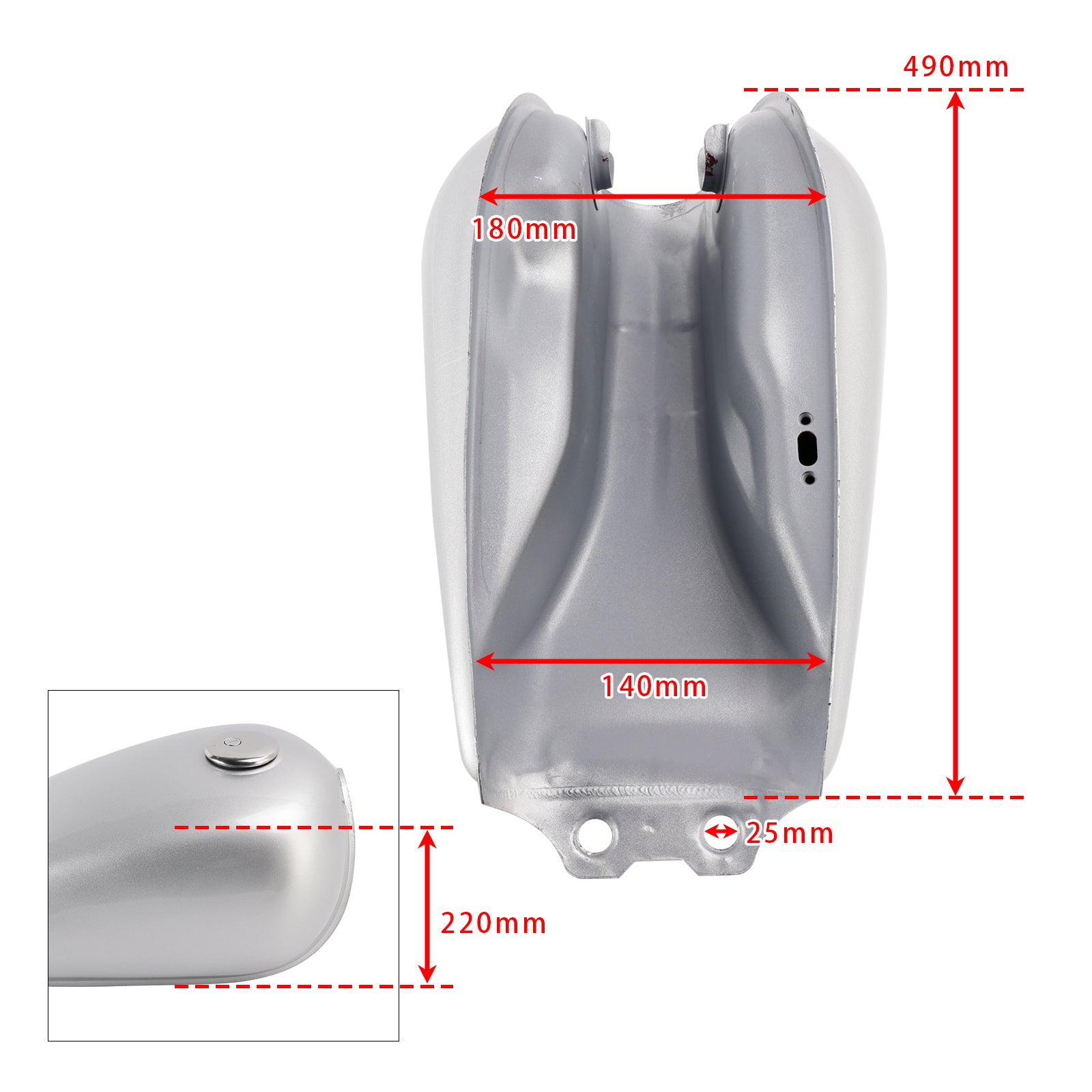 Cafe Racer Fuel Gas Tank 9L / 2.4 Gal For Suzuki GN125 GN 125 250 - Silver