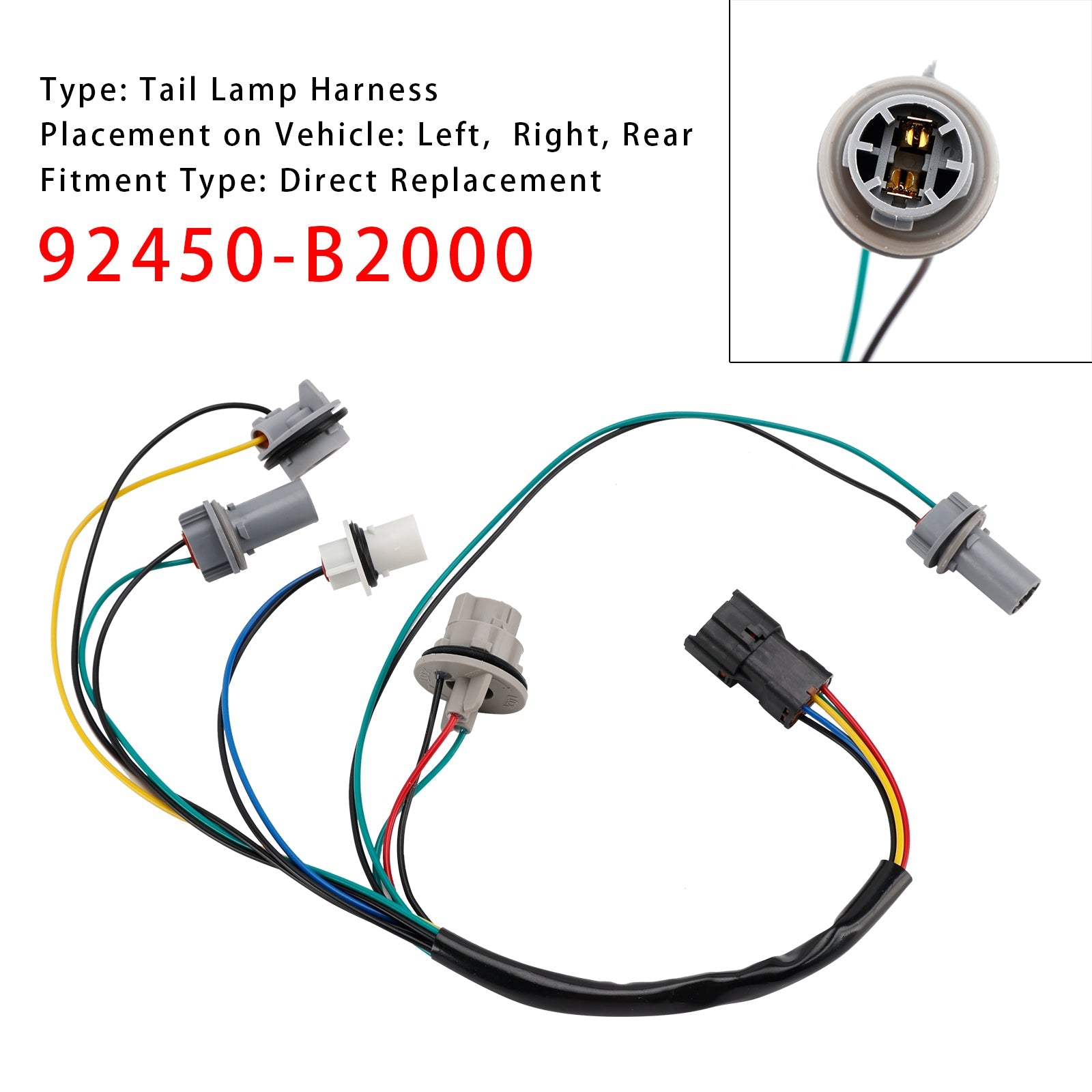 2013-2019 Kia Soul LH or RH Tail Lamp Harness NON-LED 92450-B2000