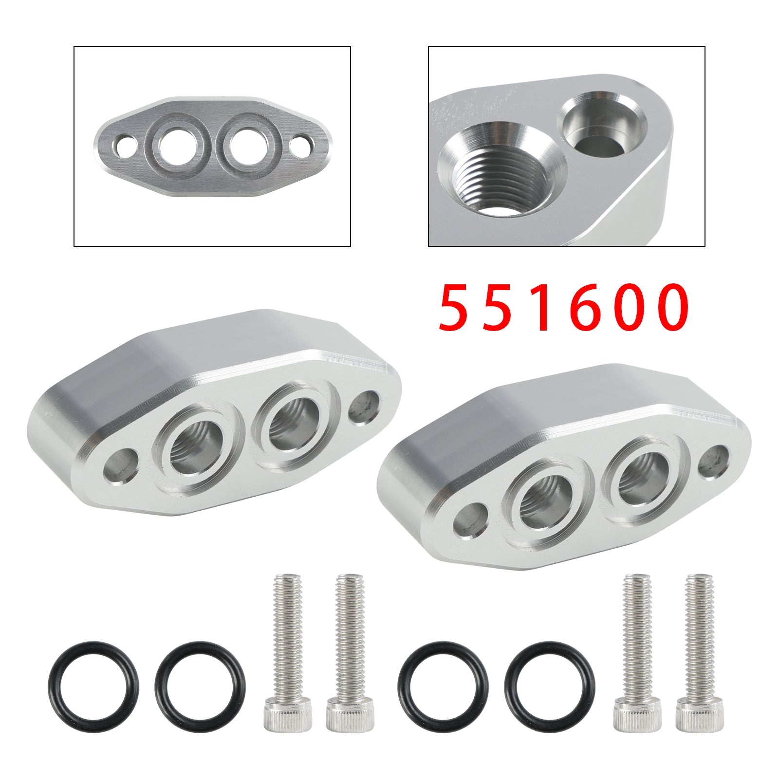 2 Pack Oil Cooler Adapter -6AN ORB Oring In/Out Port Plate LS1 LSX LS3 LS LS2