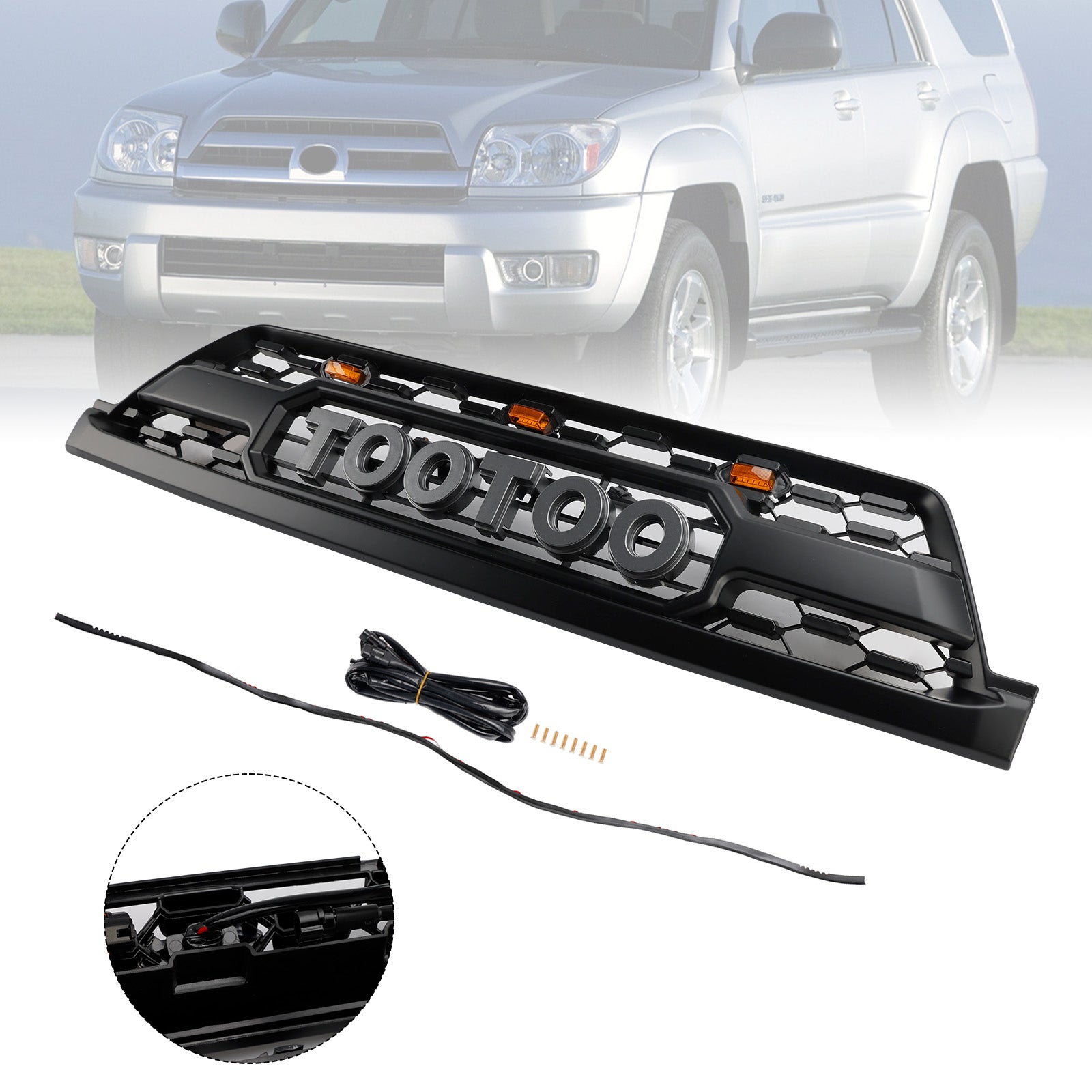 2002-2005 Toyota 4Runner TRD PRO Style W/ LED Front Bumper Grill Grille