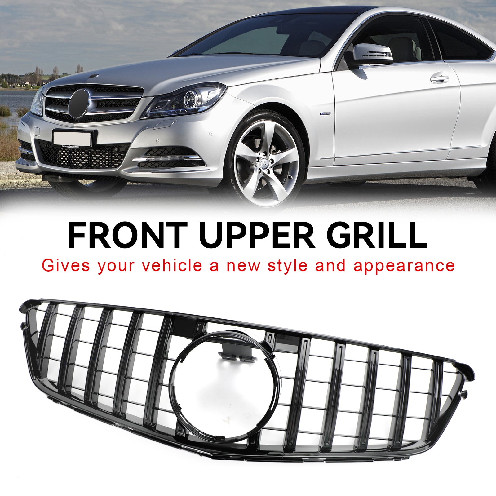 GTR Style Front Bumper Grille Grill Fit Benz C-Class W204 C300 C350 2008-2014