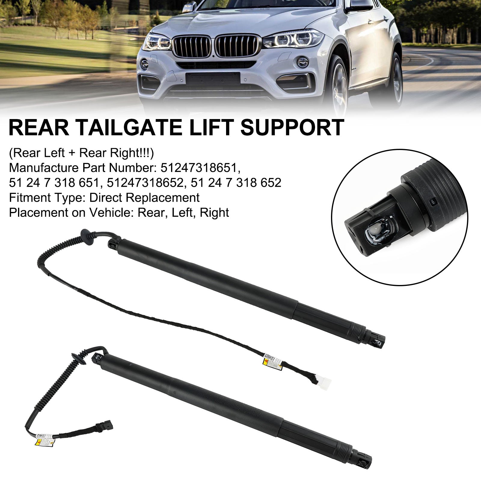 2014-2019 BMW X6 F16 F86 SUV xDrive 35i 2979ccm 326HP 240KW (Petrol) 2PCS Tailgate Power Lift Support 51247318651