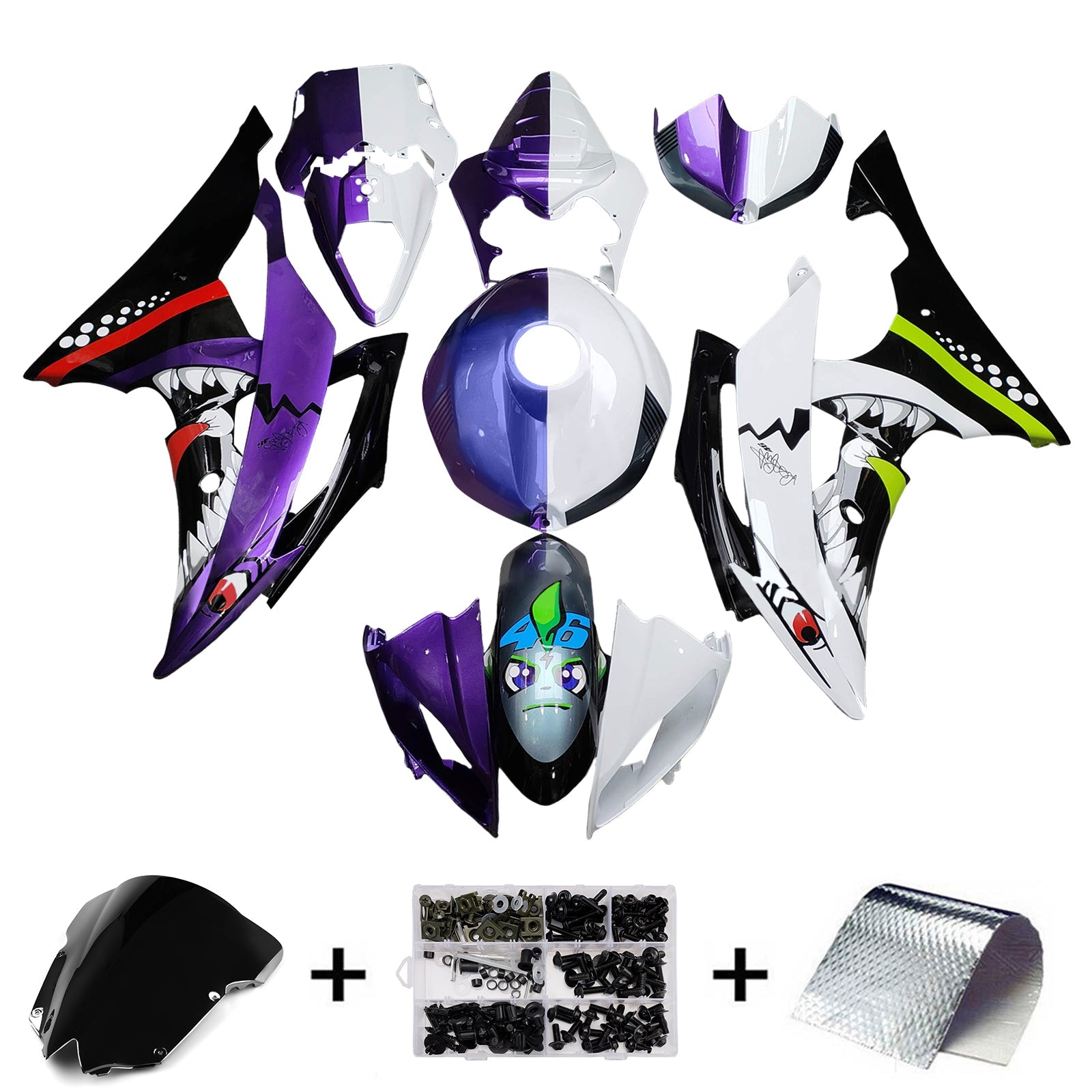 Injection Fairing Kit Bodywork Plastic ABS For Yamaha YZFR6 YZF-R6 2008-2016