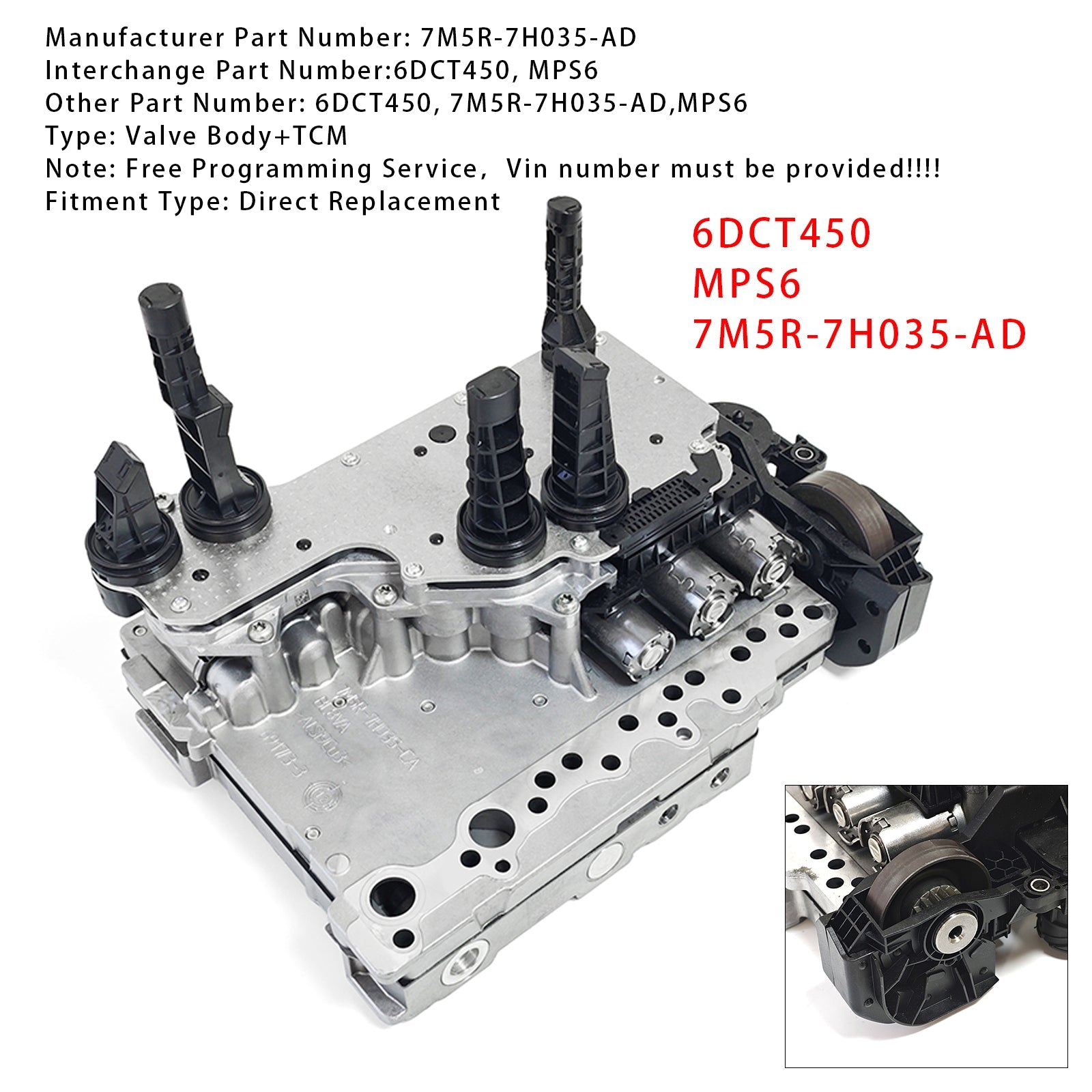 2010-2011 FORD GAlAXY 2.0L 2.2L Transmission Mechatronic Valve Body+TCM 6DCT450 MPS6 7M5R-7H035-AD