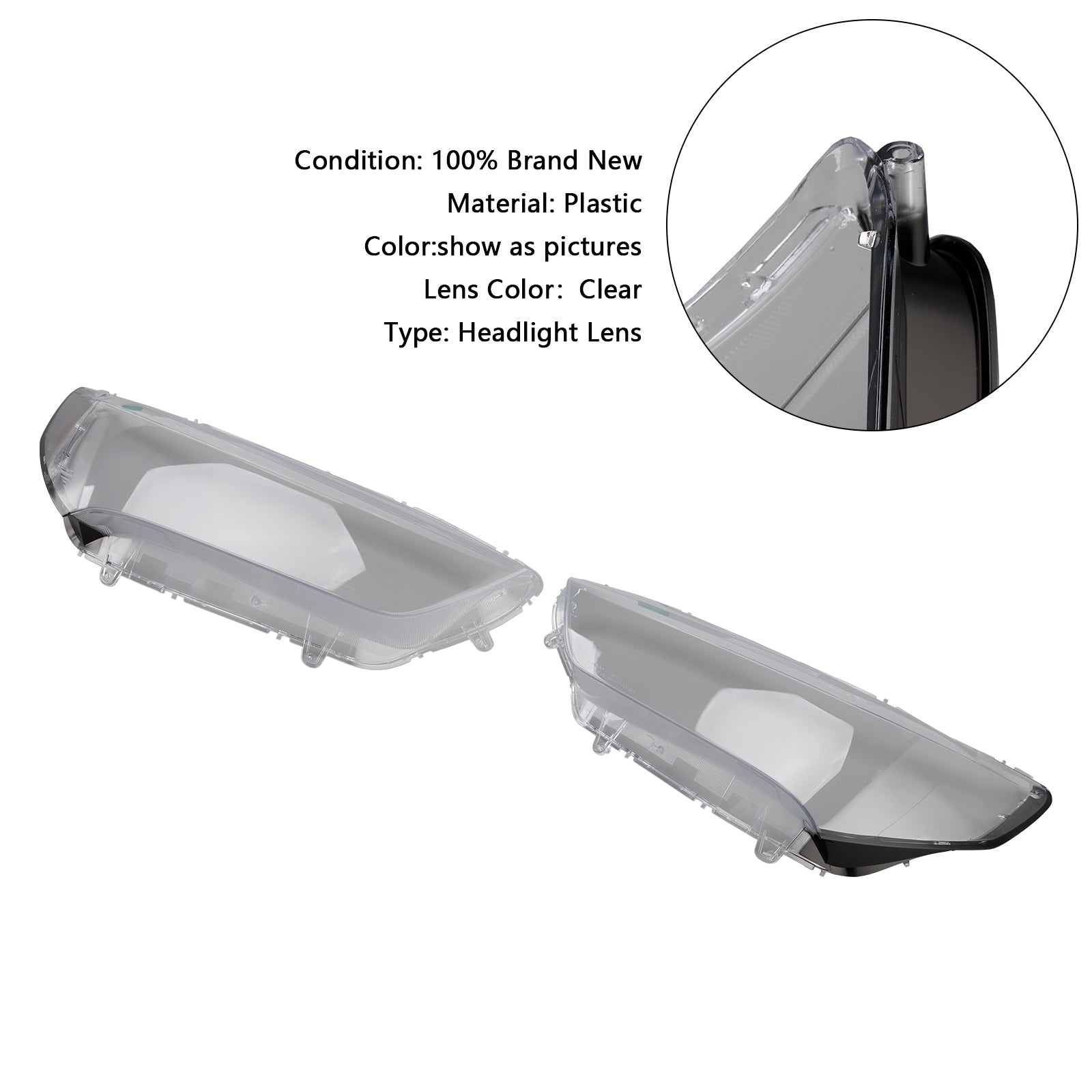 2018-2020 Acura TLX Left+Right Headlight Lens HeadLamp Cover Shell