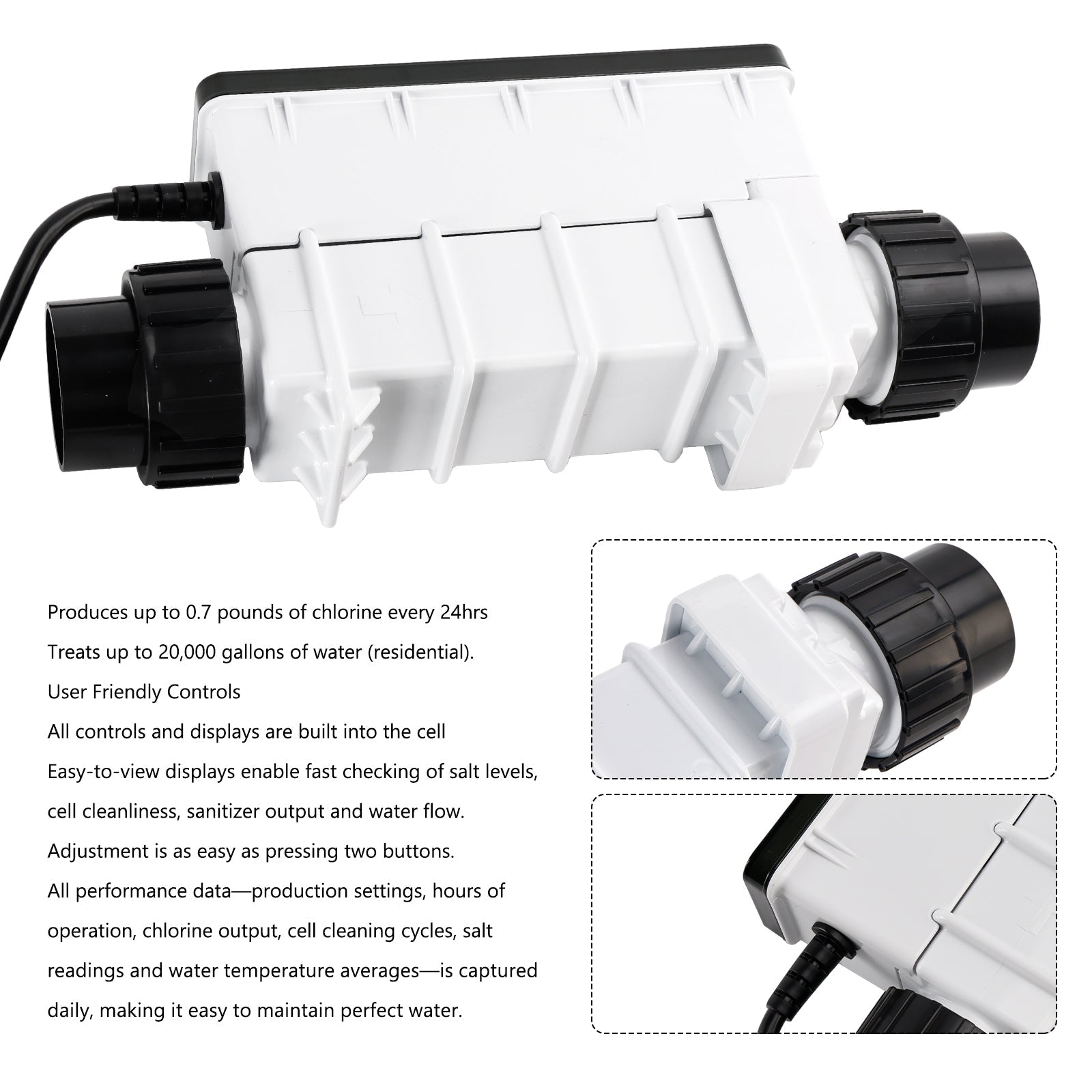 IC20 EC-520554 Salt Chlorinator Sanitizer 20,000-gallon Saltwater Pool