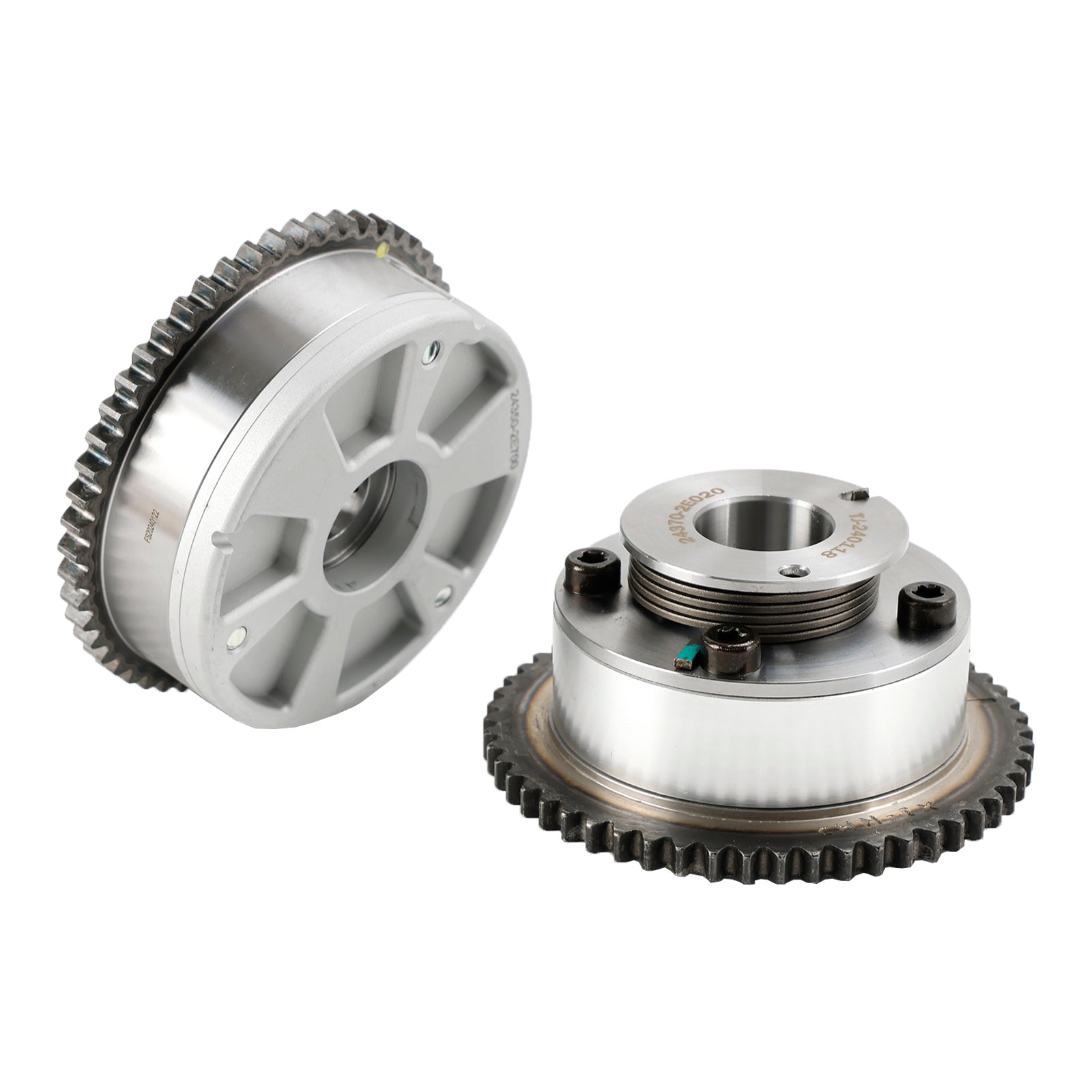 터보 차저 엔진 배기 및 흡기 VVT 캠 샤프트 기어 스프로킷 243502E700 243702E020없는 Veloster 2.0L