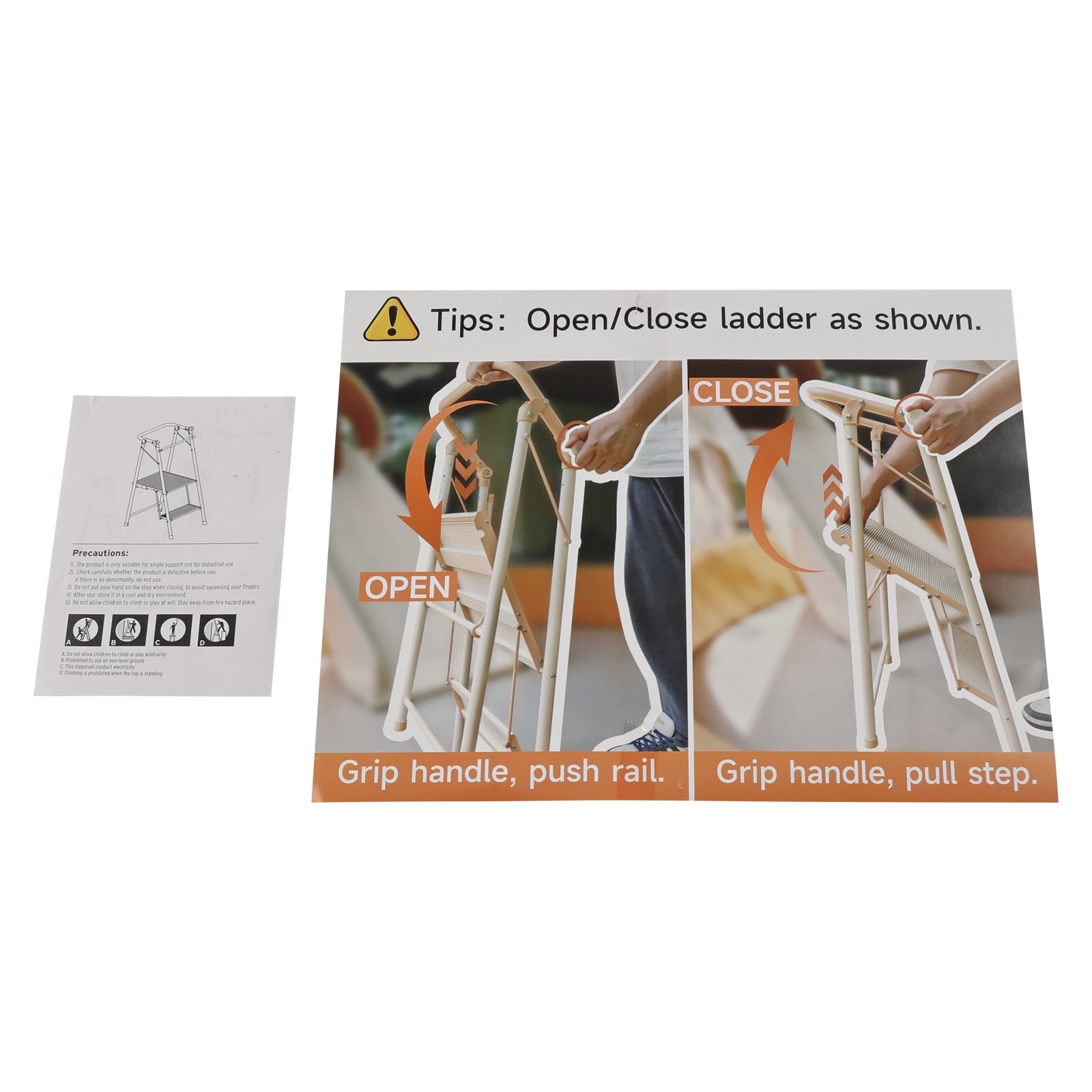 2-Step Kitchen Stepper Adult Folding Step Stool Kids Folding