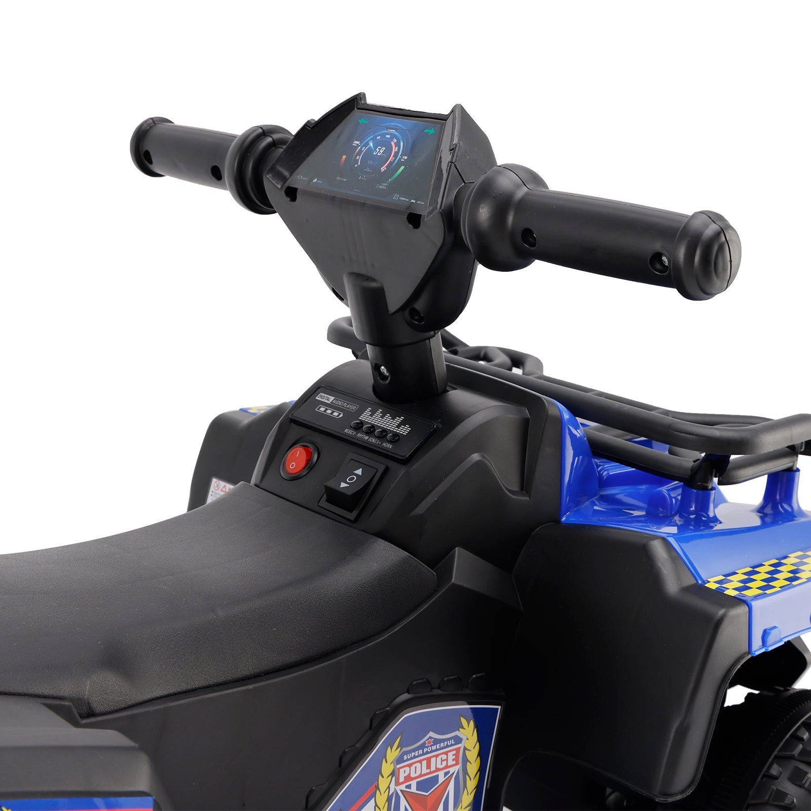 Dual Electric 6V Ride On Atv Police Car For Kid Toy Off-Road 4 Wheeler Car