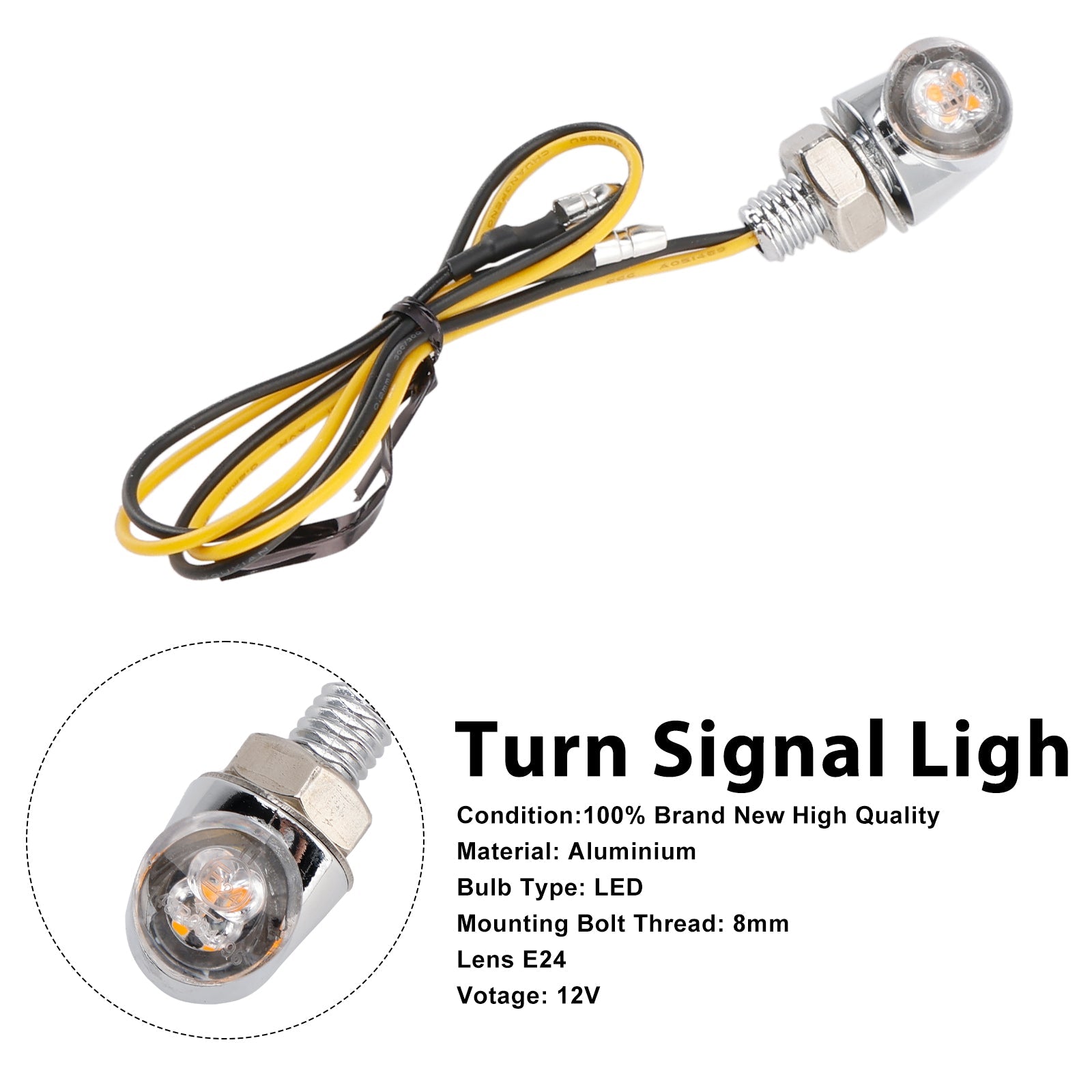 12V LED Turn Signal Indicator Light 8mm Universal Motorcycle For Honda