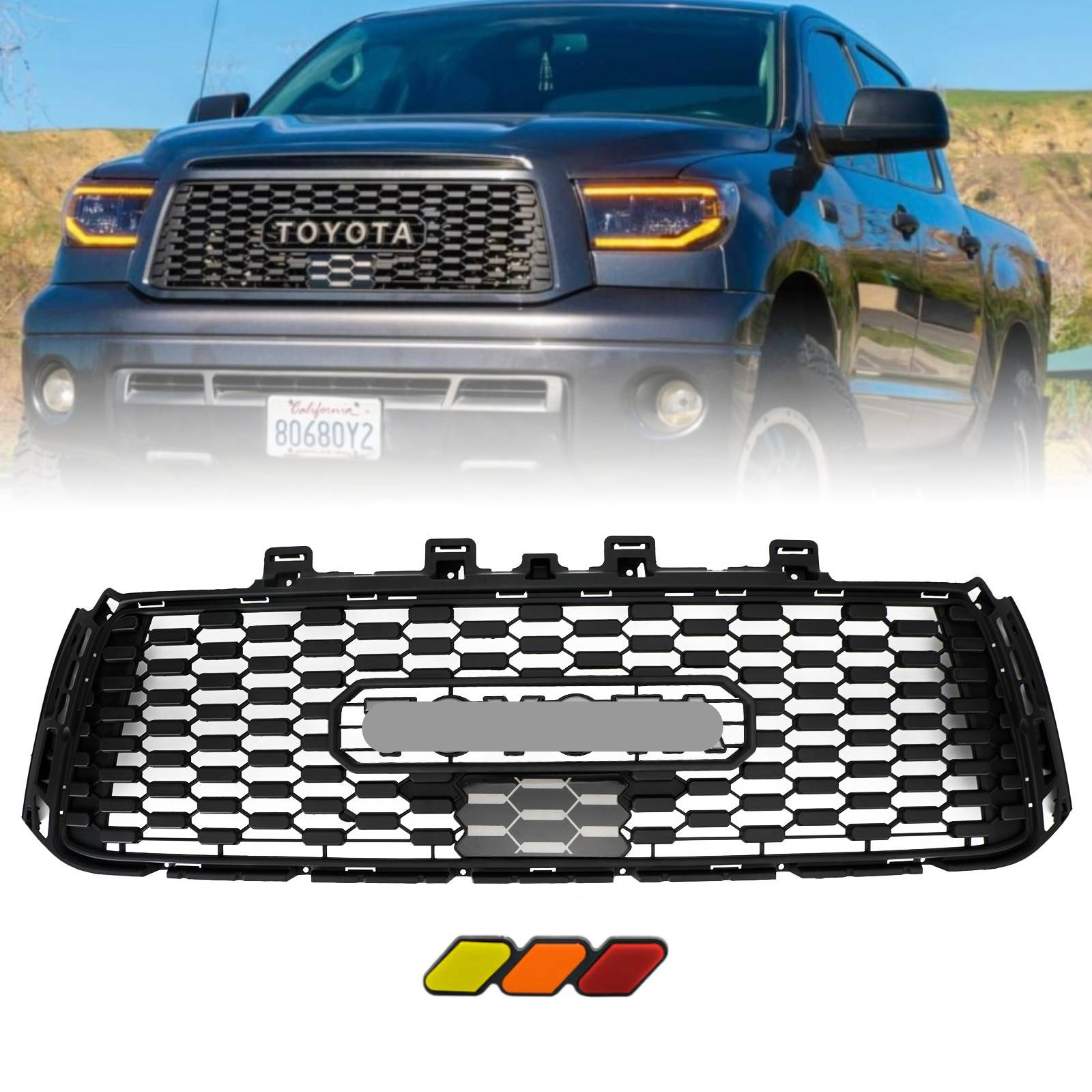 2010-2013 Toyota 2nd Gen Tundra Tundra Trd Pro Grill Matte Black W /Letters & Sensor Cover