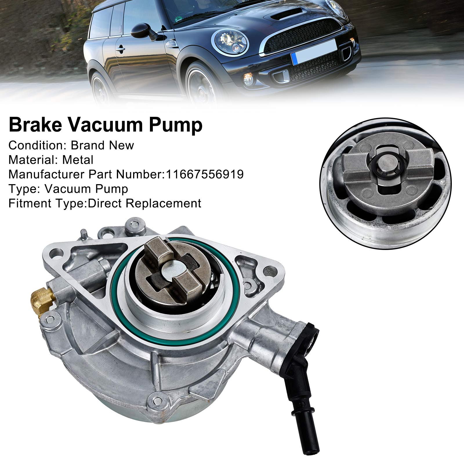 11667556919 Brake Vacuum Pump For Mini R55 R56 R57 R58 R59 Cooper S & JCW
