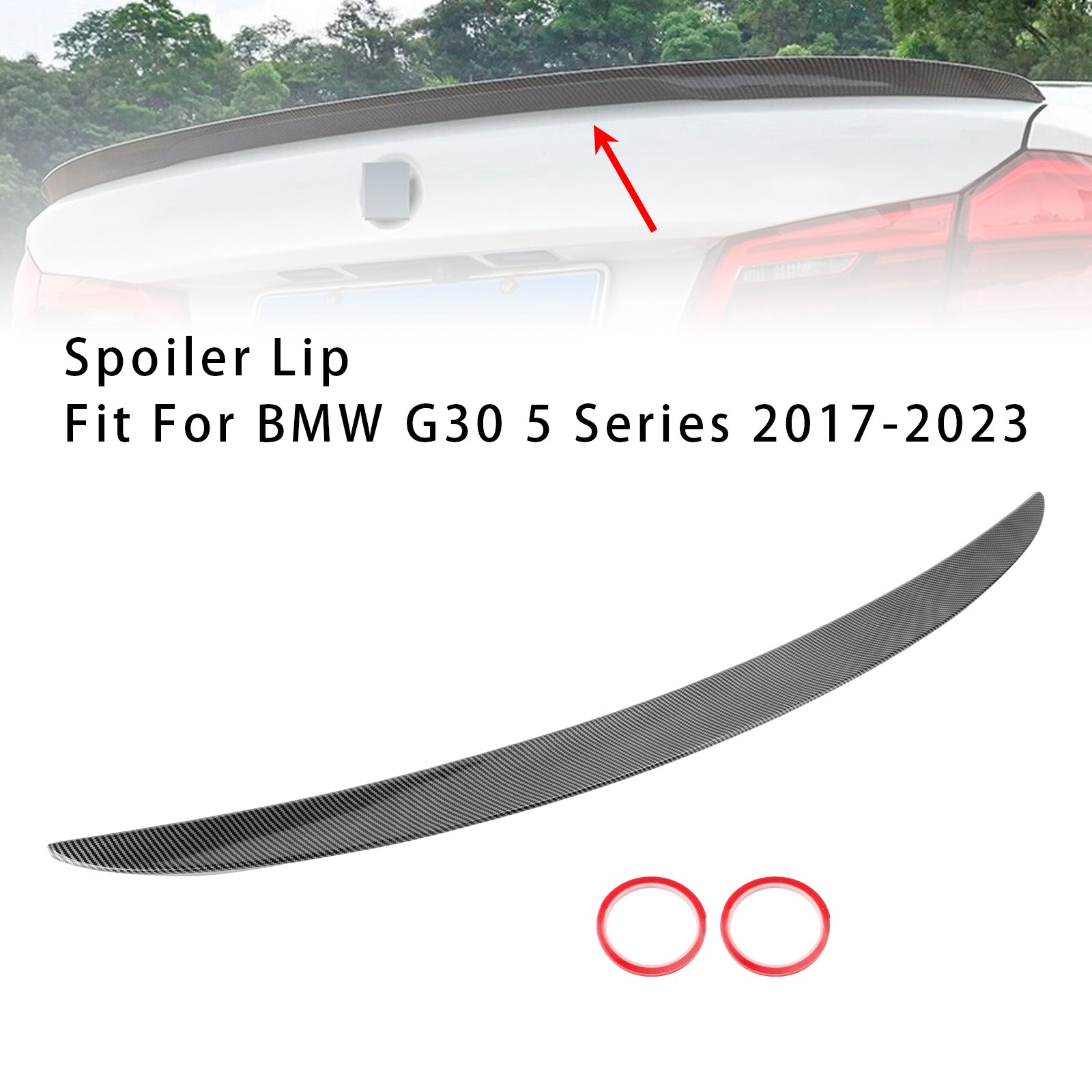 2017-2023 BMW G30 G38 F90 M5 MP Carbon Fiber Style Rear Trunk Spoiler Wing