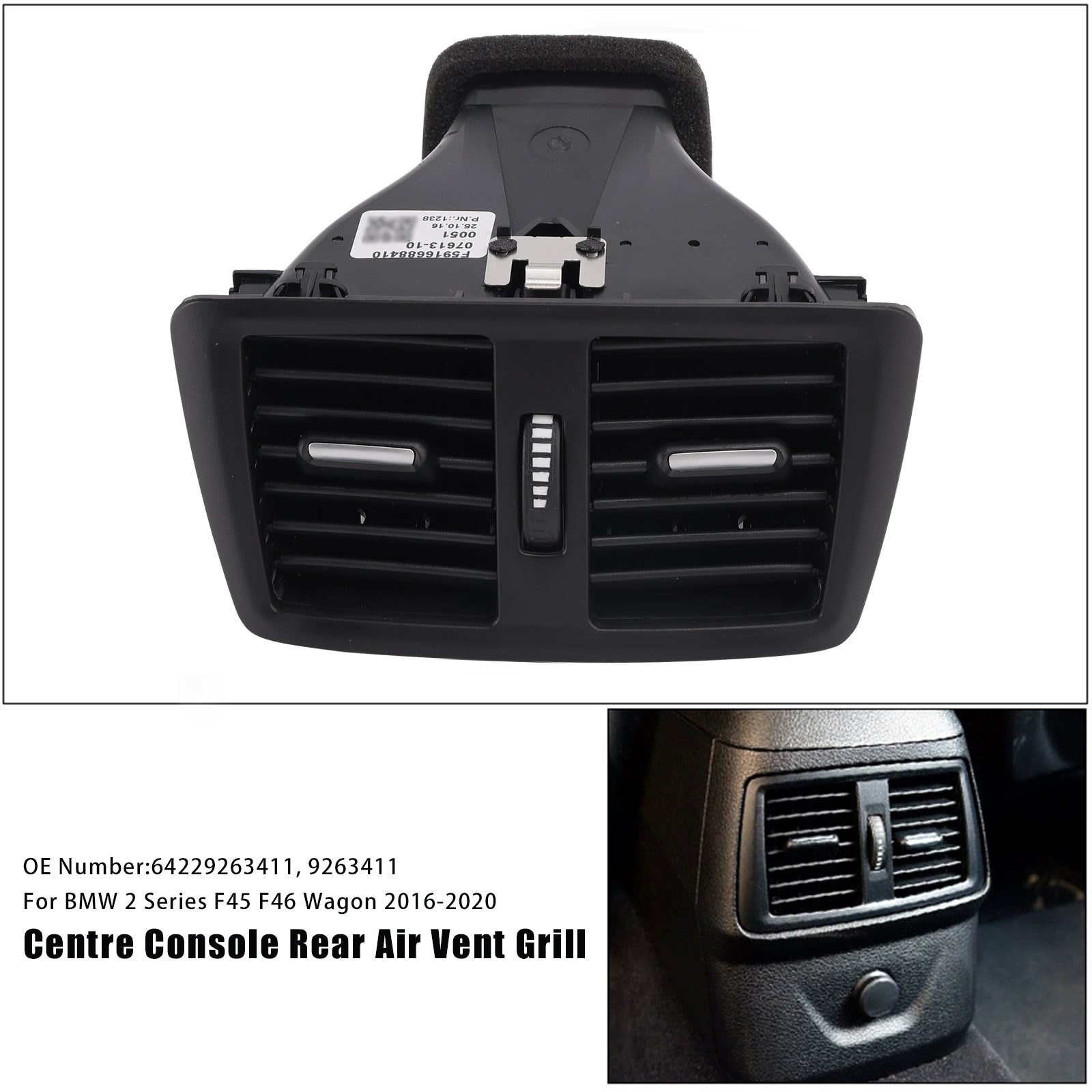 2016-2020 BMW 2 Series F45 F46 Wagon Centre Console Rear Air Vent Grill 9263411
