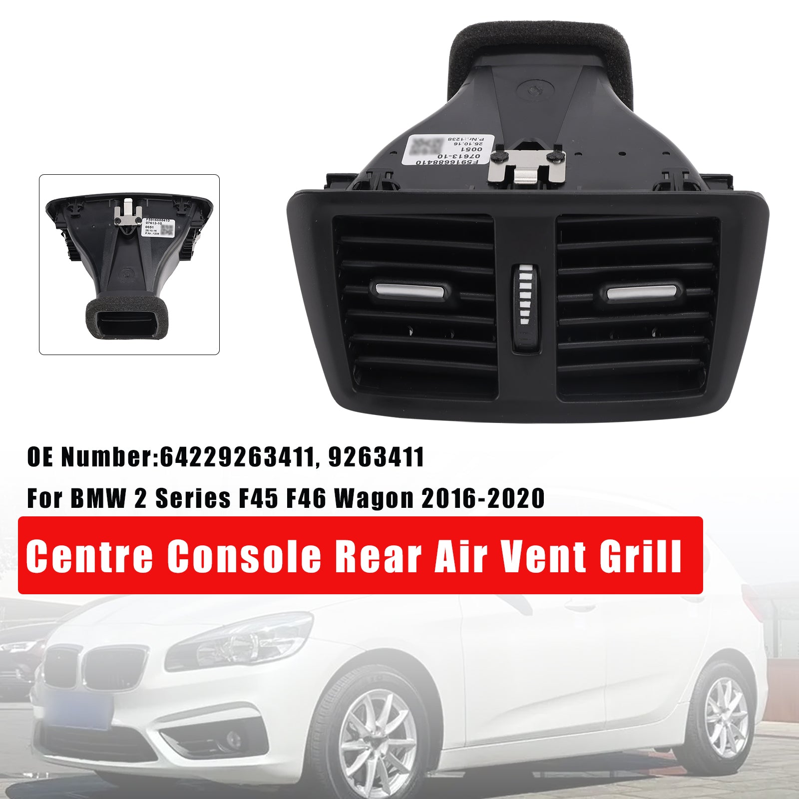 2016-2020 BMW 2 Series F45 F46 Wagon Centre Console Rear Air Vent Grill 9263411