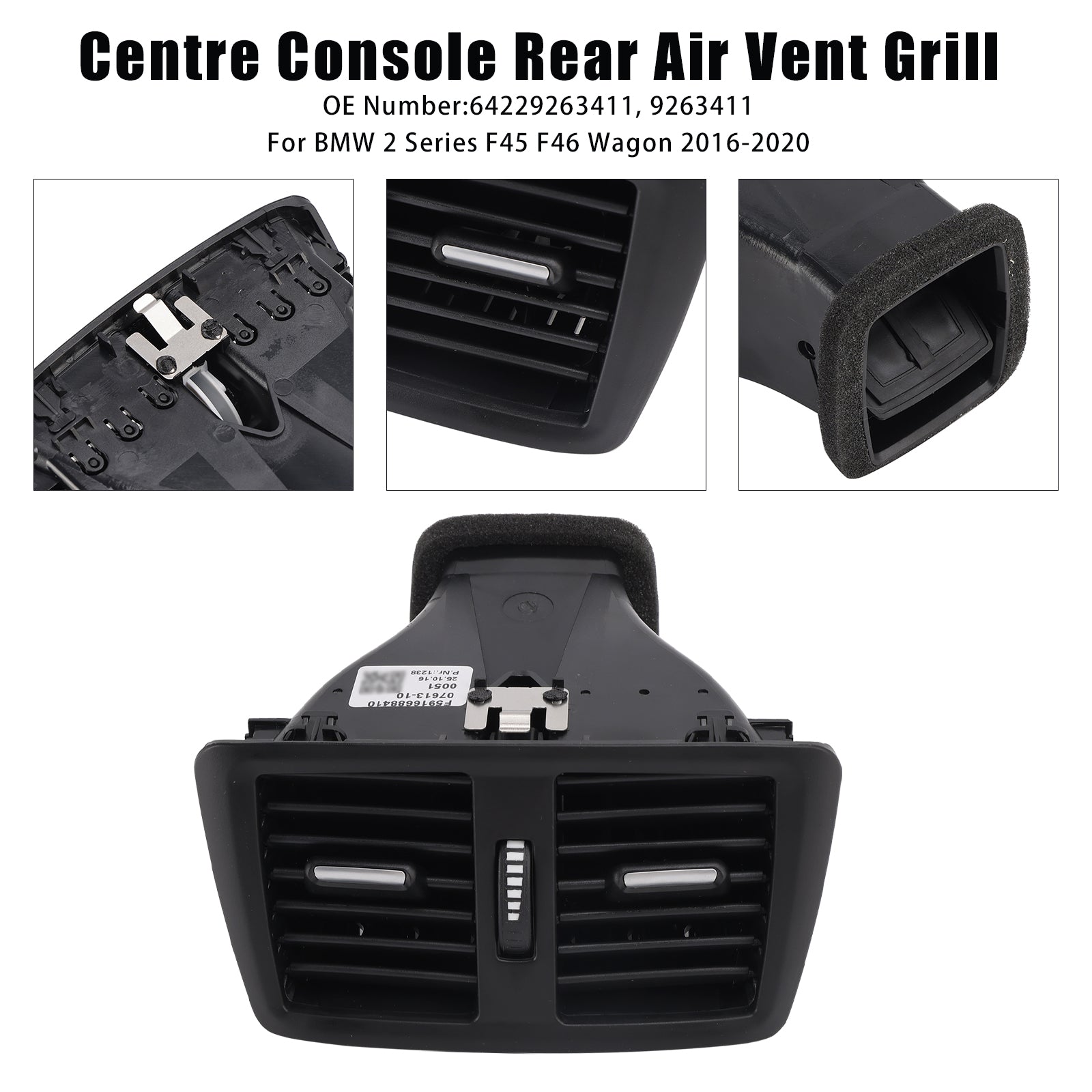 2016-2020 BMW 2 Series F45 F46 Wagon Centre Console Rear Air Vent Grill 9263411