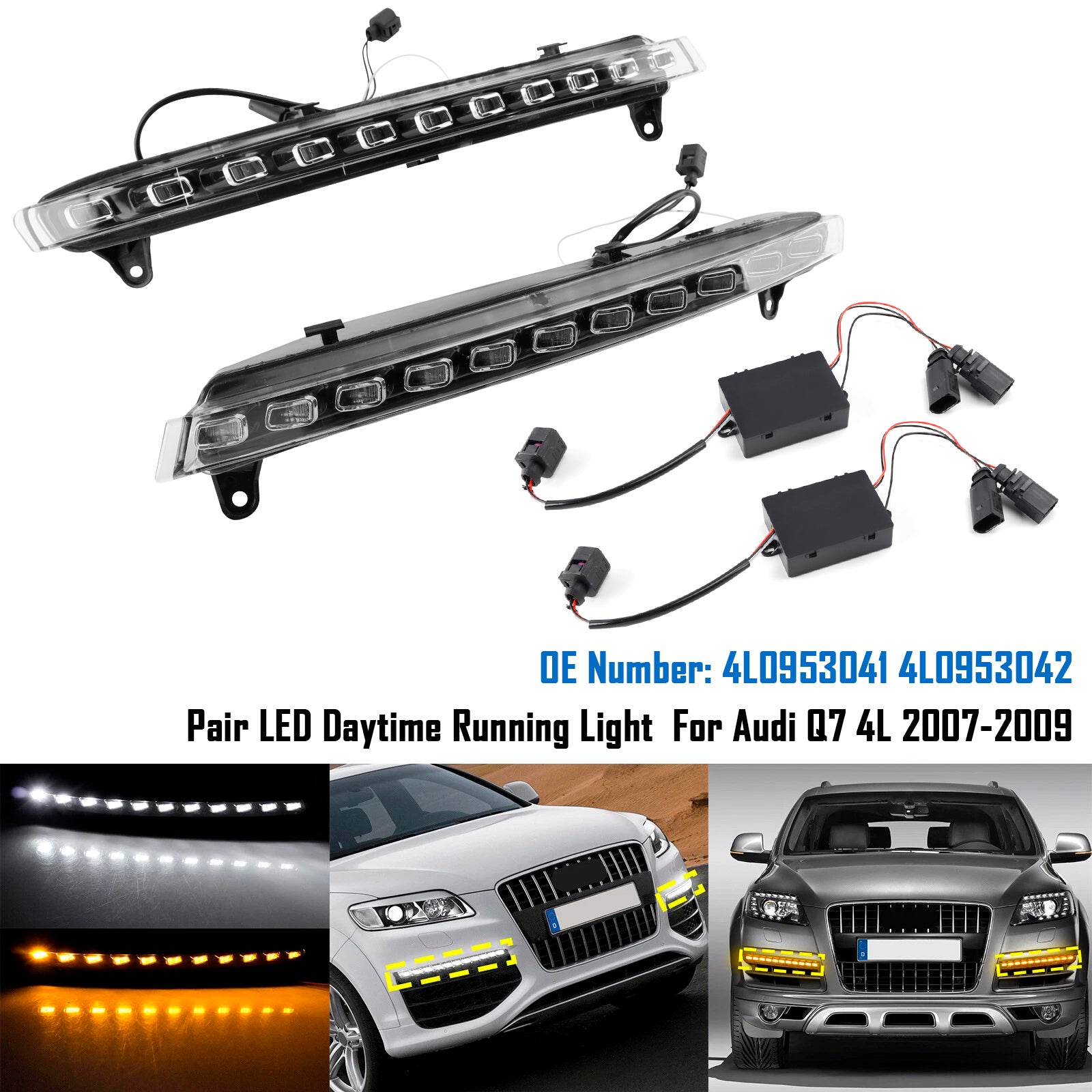 2007-2009 Audi Q7 4L Pair LED Daytime Running Light 4L0953041 4L0953042