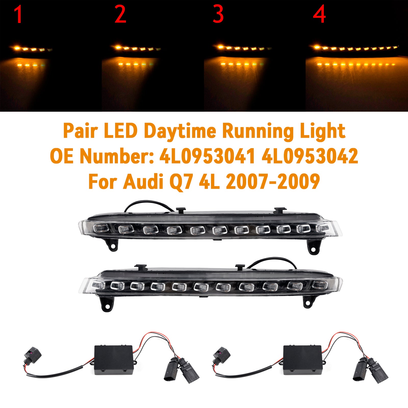 2007-2009 Audi Q7 4L Pair LED Daytime Running Light 4L0953041 4L0953042