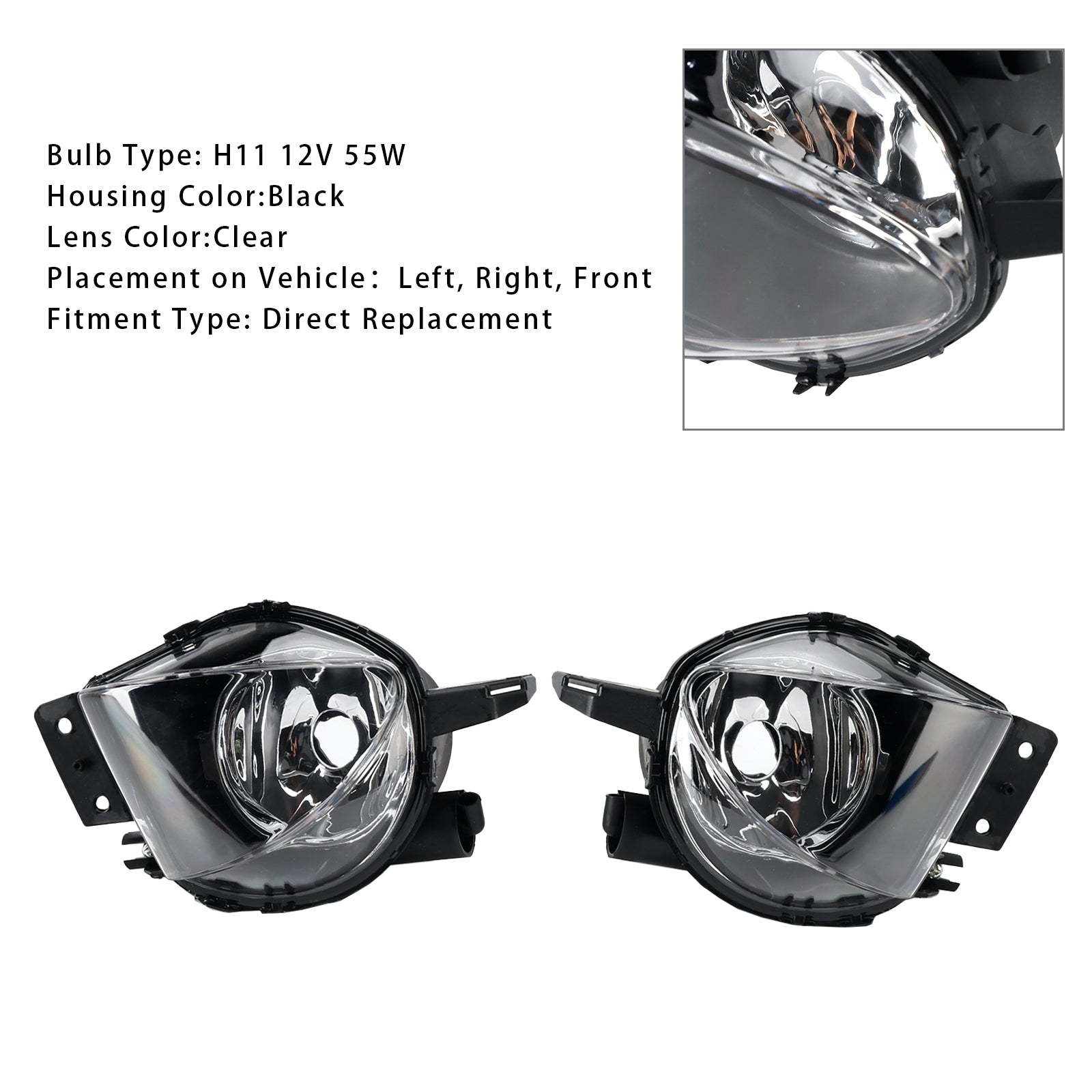 Pair Front Fog Light Lamps With Bulbs For BMW E90 3-Serise 2006-2008