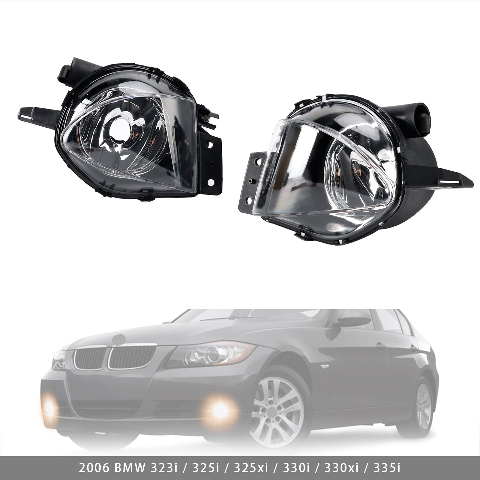 Pair Front Fog Light Lamps With Bulbs For BMW E90 3-Serise 2006-2008