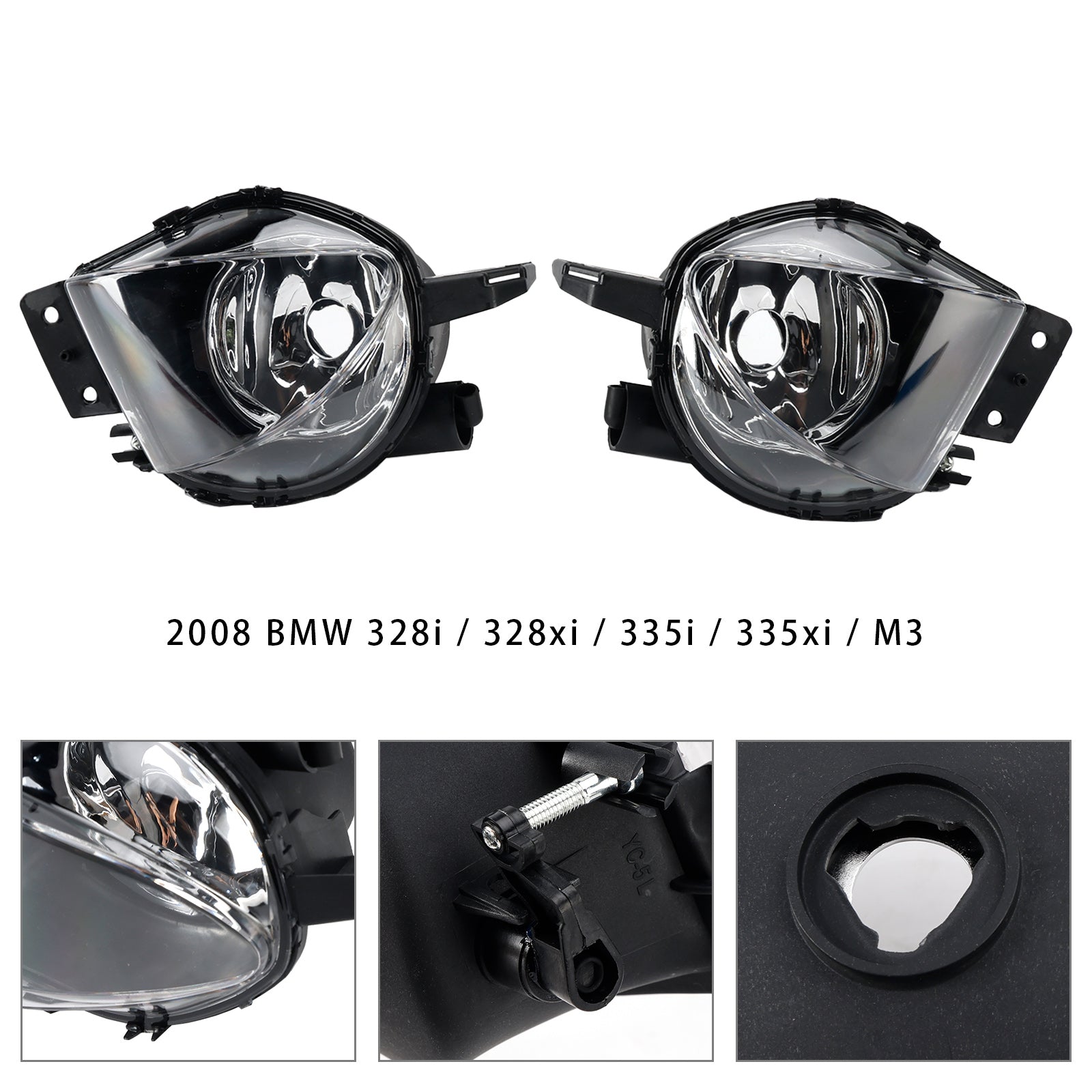 Pair Front Fog Light Lamps With Bulbs For BMW E90 3-Serise 2006-2008