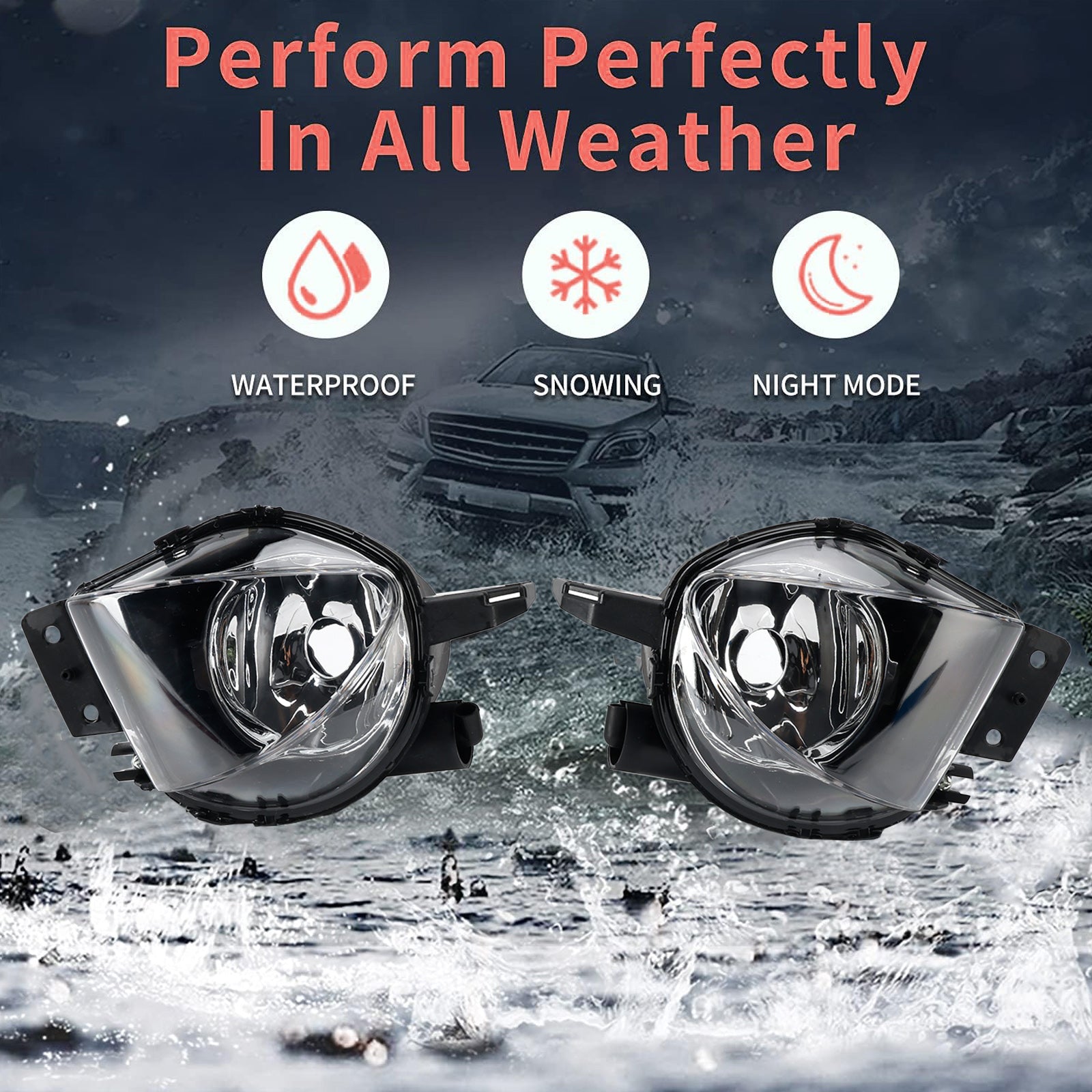 Pair Front Fog Light Lamps With Bulbs For BMW E90 3-Serise 2006-2008