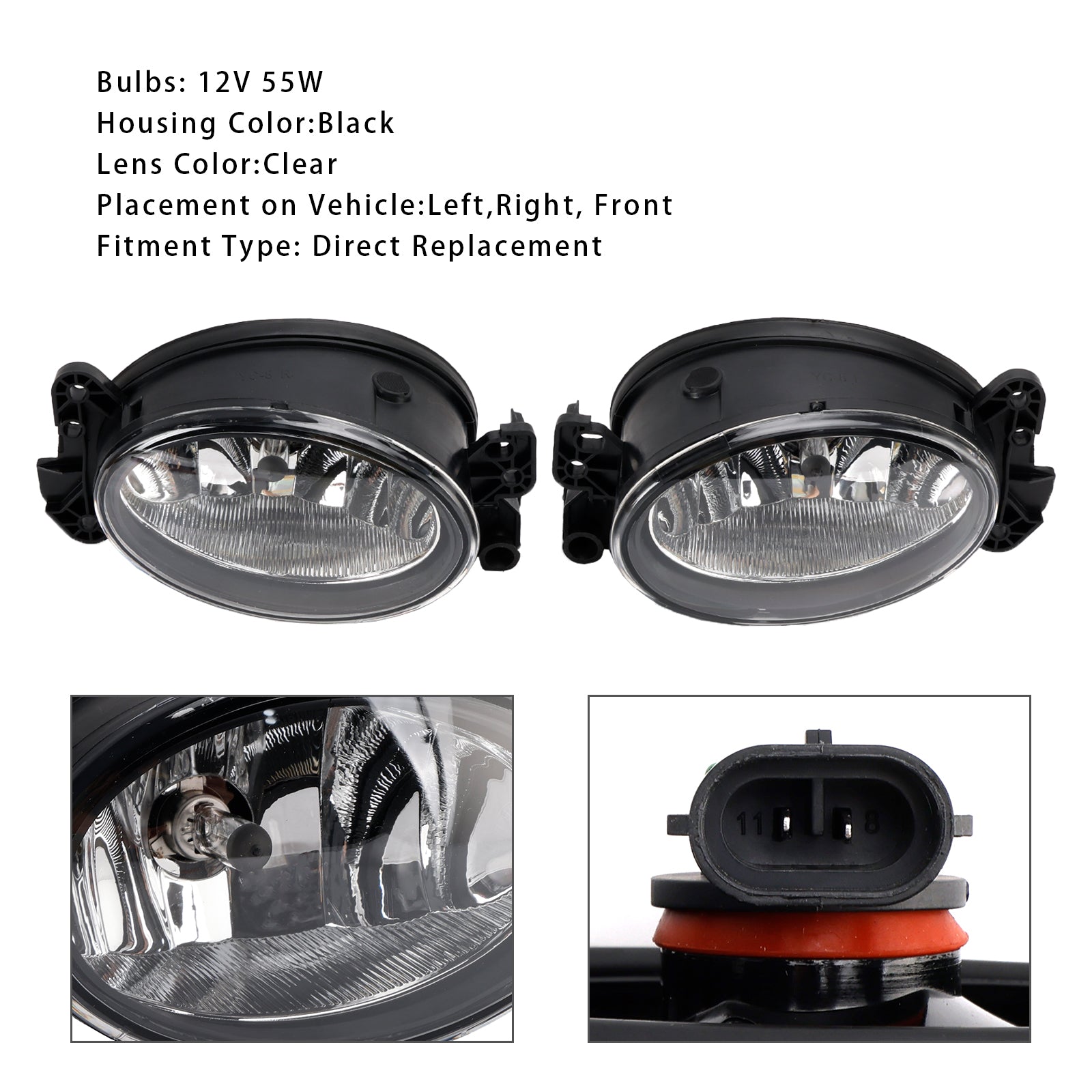 메르세데스 벤츠 W204 W211 W164 C219용 전구가 포함된 전면 안개등 램프 페어