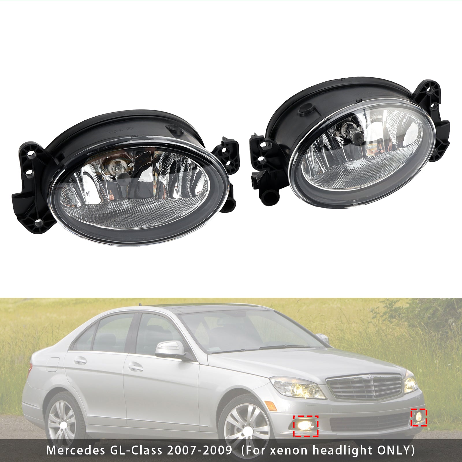 Pair Front Fog Light Lamps With Bulbs For Mercedes Benz W204 W211 W164 C219