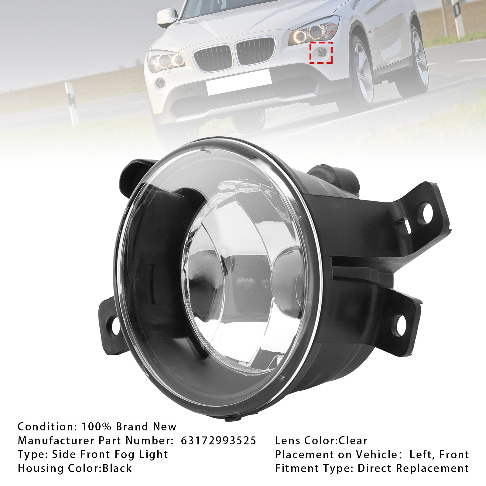 2009-2015 BMW X1 E84 1 Pcs Front Left Fog Light Without Bulb 63172993525