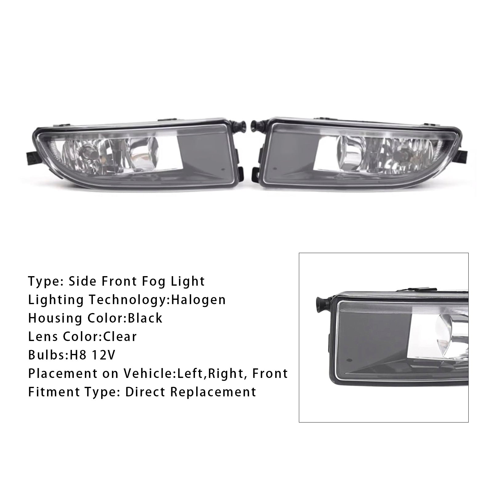 2012-2016 VW Beetle Pair Front Bumper Fog Lights With Bulbs 5C5941700A