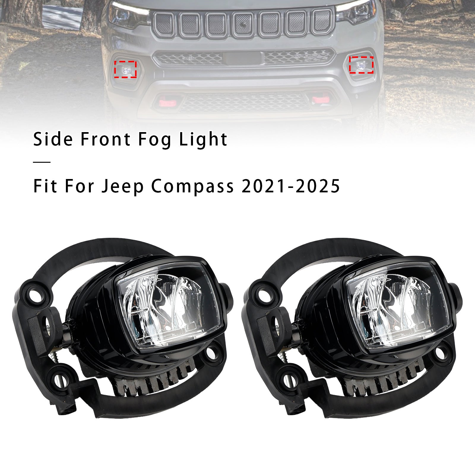 2021-2025 Jeep Compass Pair LED Front Driving Fog Light 68470159AA