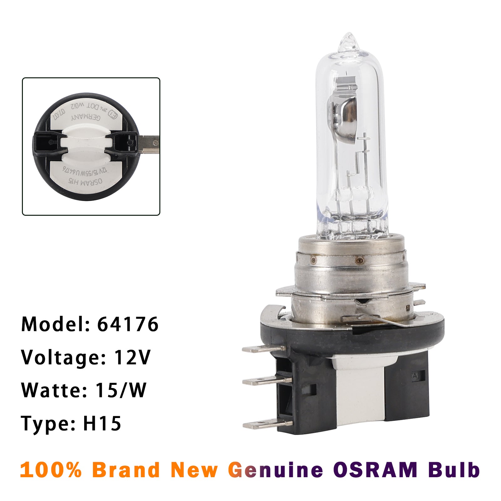 Genuine OSRAM H15 3200K Headlight Bulb lamp light DRL High beam 64176 Generic