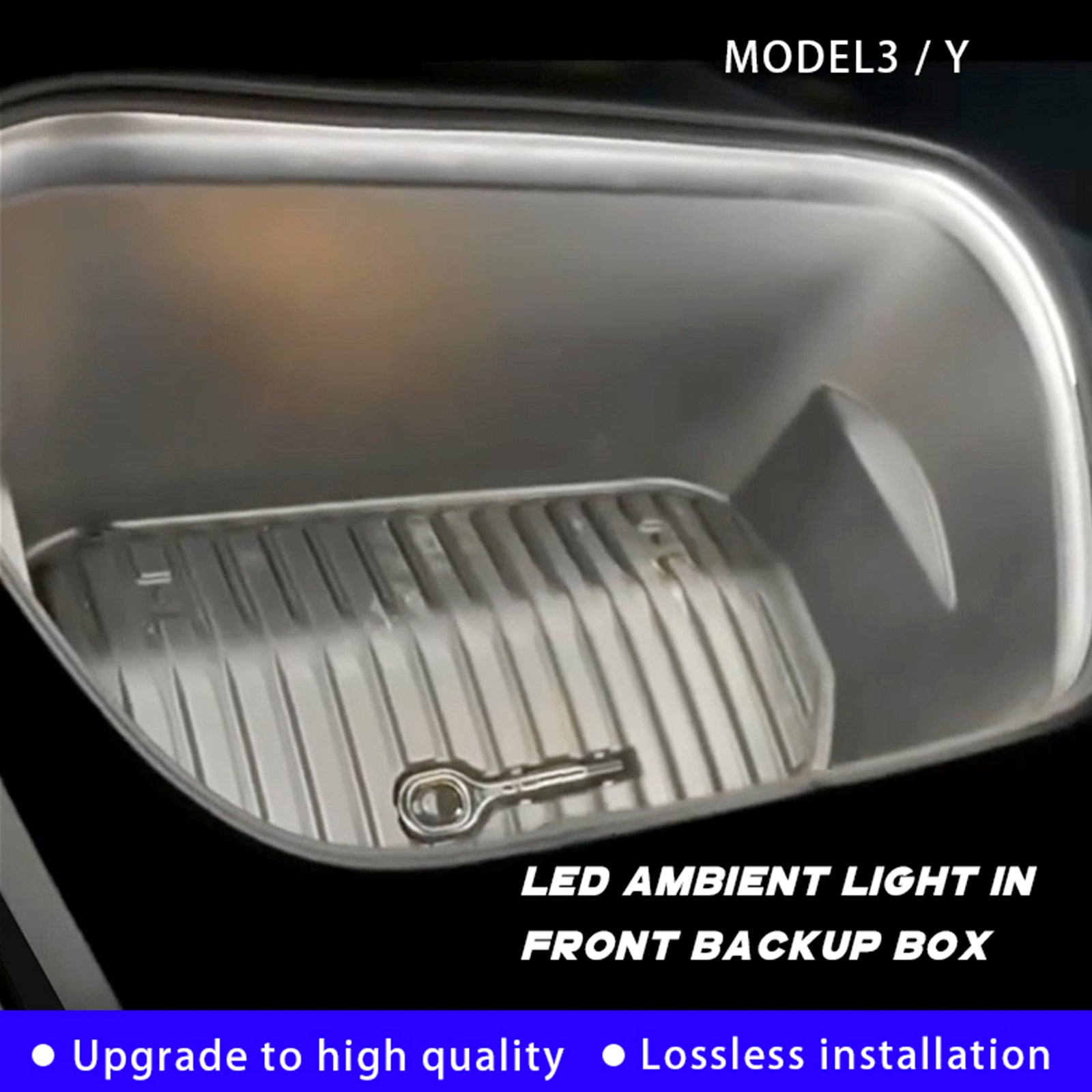Front Trunk Ambient Atmosphere LED Light Strip White For Tesla Model 3/Y