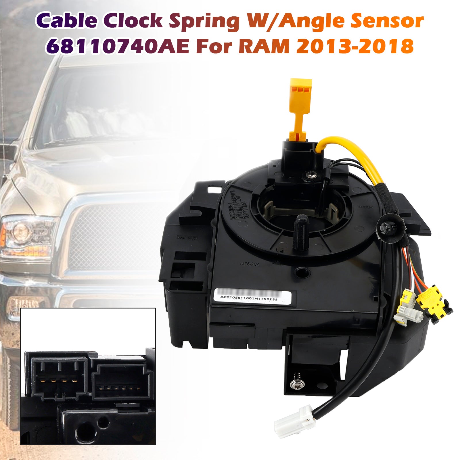 68110740AE Clock Spring with Angle Sensor 9 PINS For Dodge RAM 2013-2020