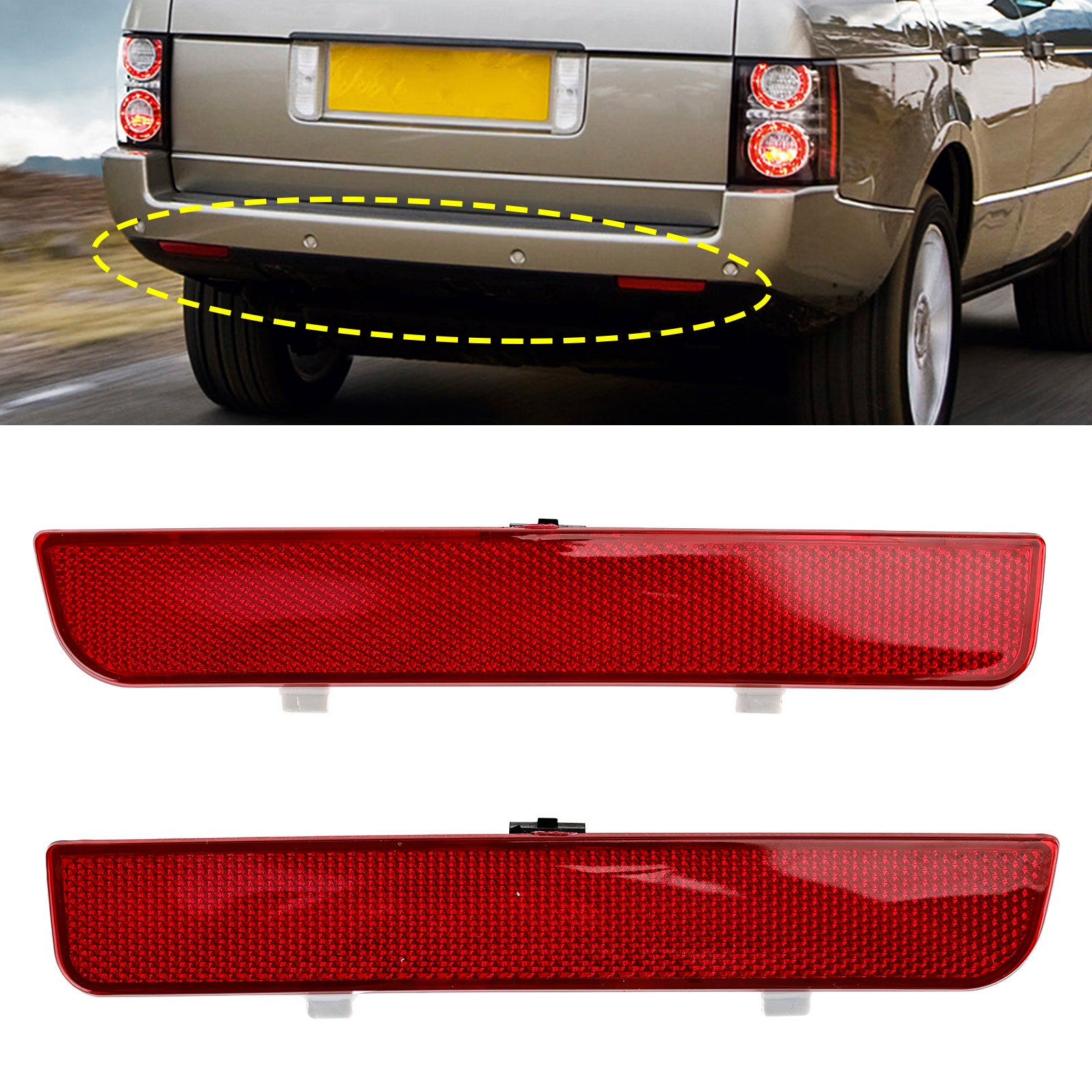 2x Red Rear Bumper Reflector Stop Brake Light For Range Rover L322 Freelander 2