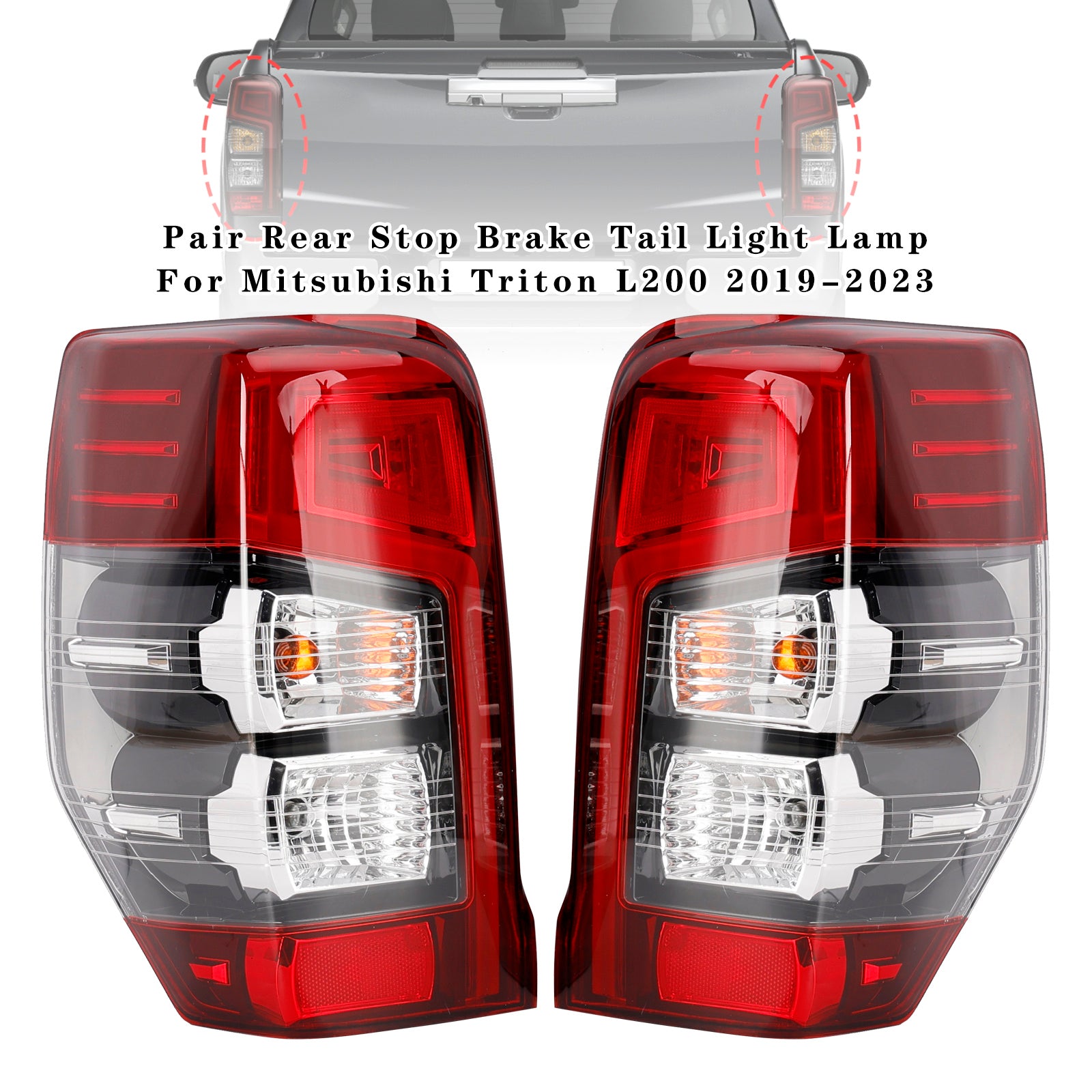Pair Rear Stop Brake Tail Light Lamp For Mitsubishi Triton L200 2019-2023